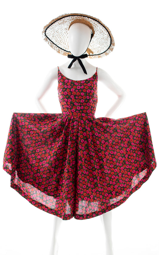 1950s JERRY GILDEN Floral Cotton Palazzo Jumpsuit | small