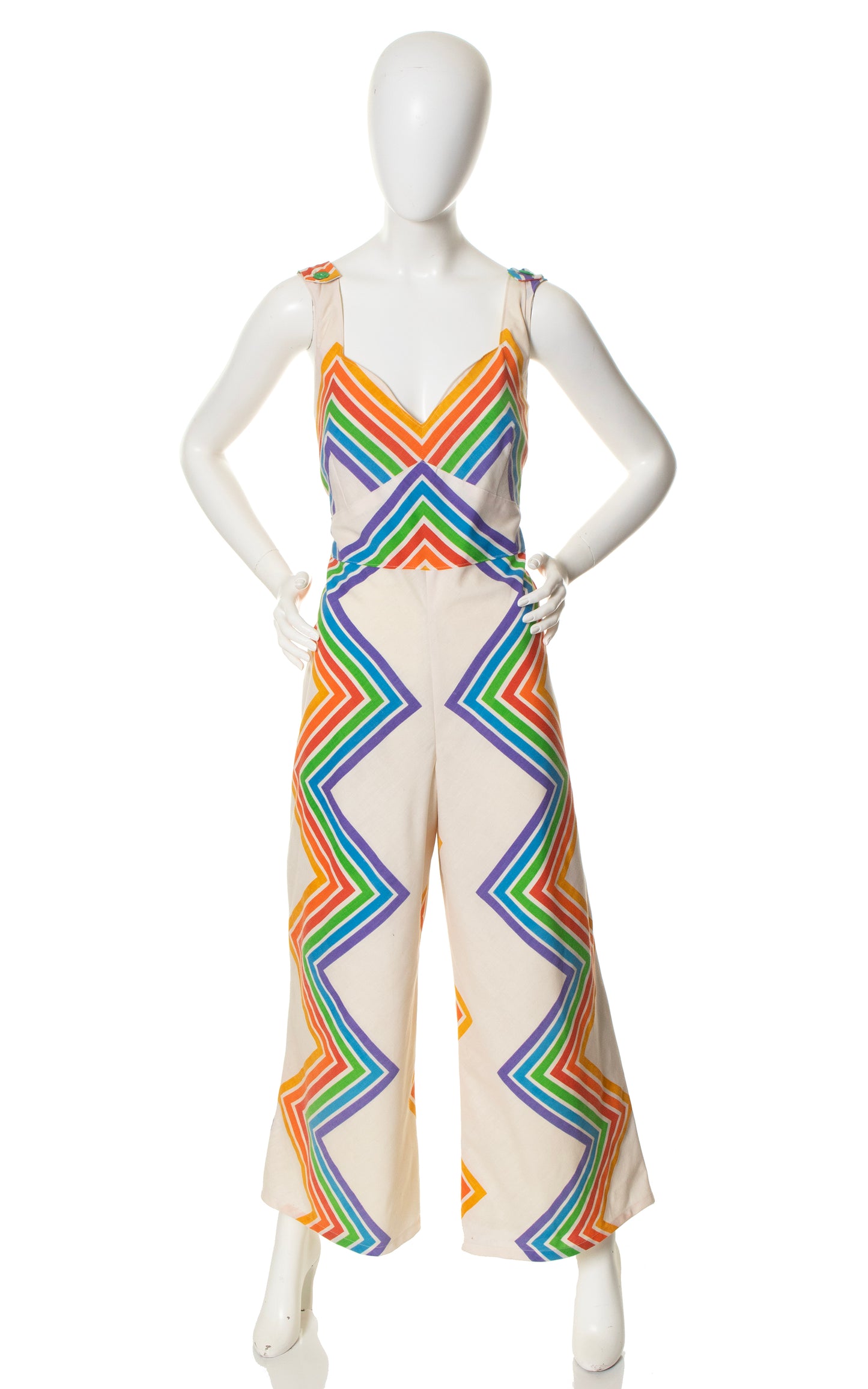 1970s Style Rainbow Overalls Jumpsuit | medium/large