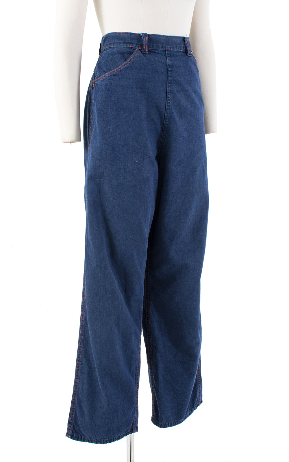 1940s Side Zipper High Waist Blue Denim Jeans | medium