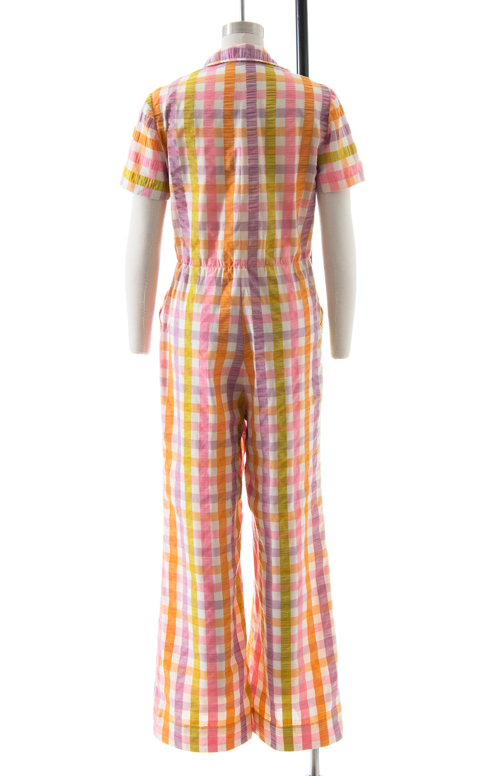 1970s Plaid Cotton Jumpsuit