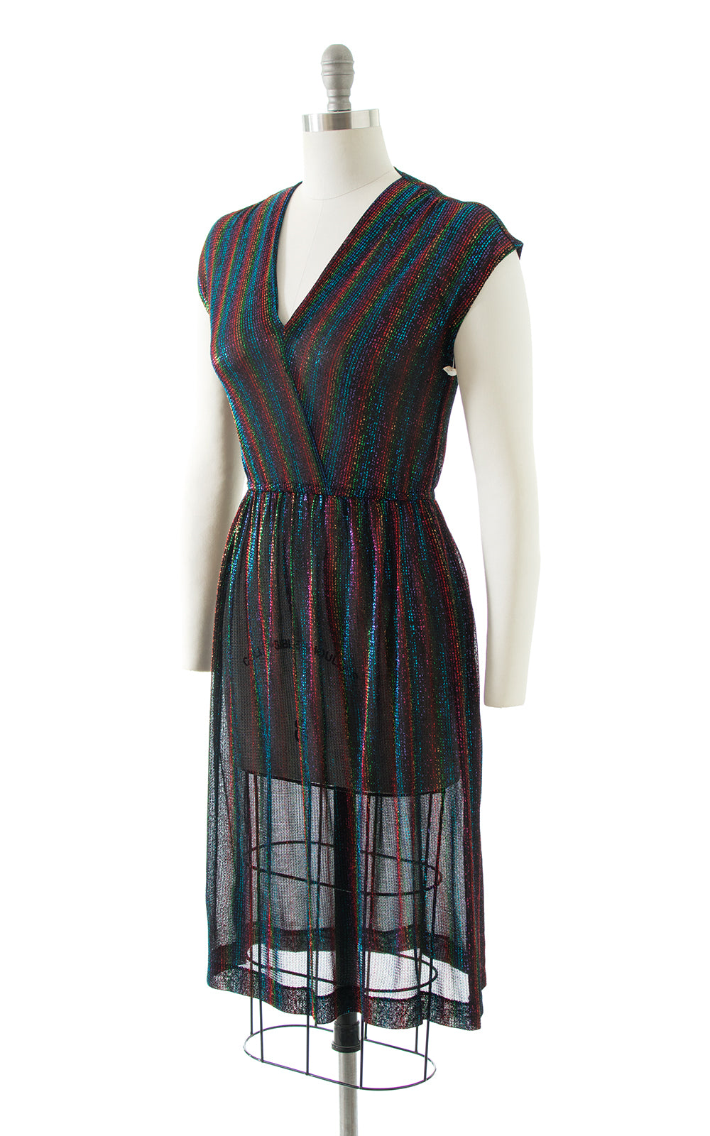 1970s Deadstock Metallic Rainbow Dress BirthdayLifeVintage