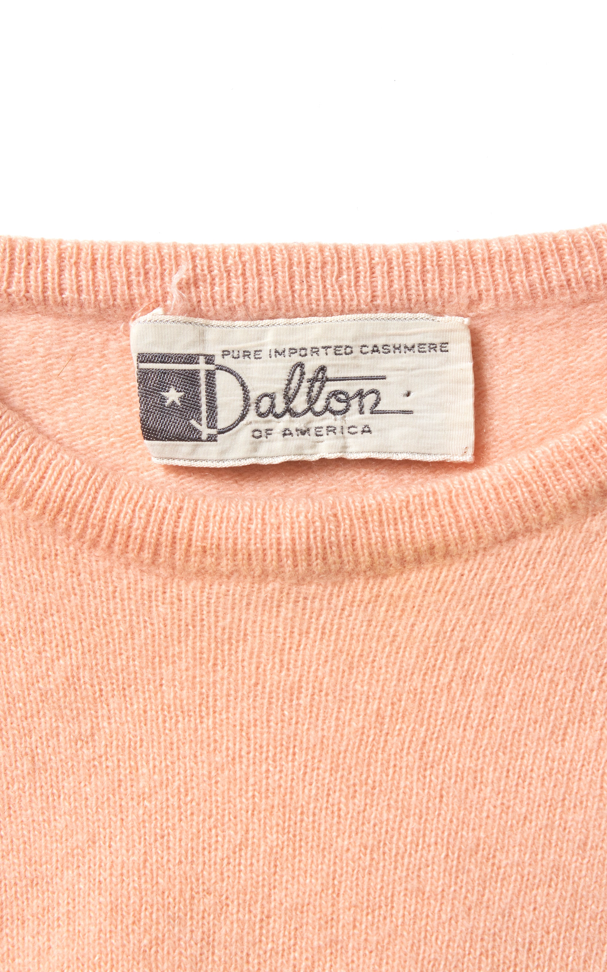 Vintage 50s 1950s DALTON Light Pink Knit Cashmere Sweater Top BirthdayLifeVintage
