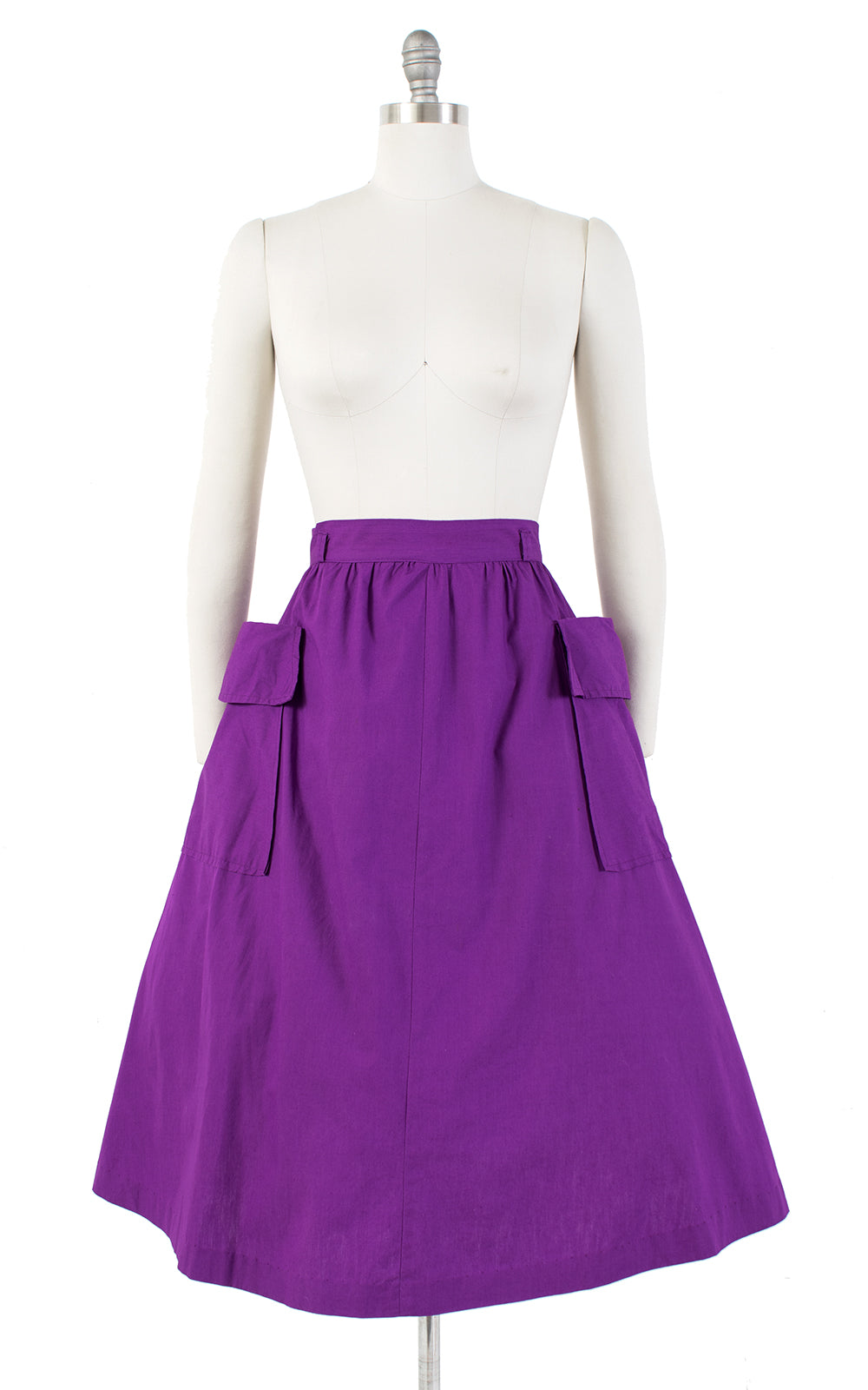1950s Royal Purple Cotton Full Skirt with Big Pockets | medium