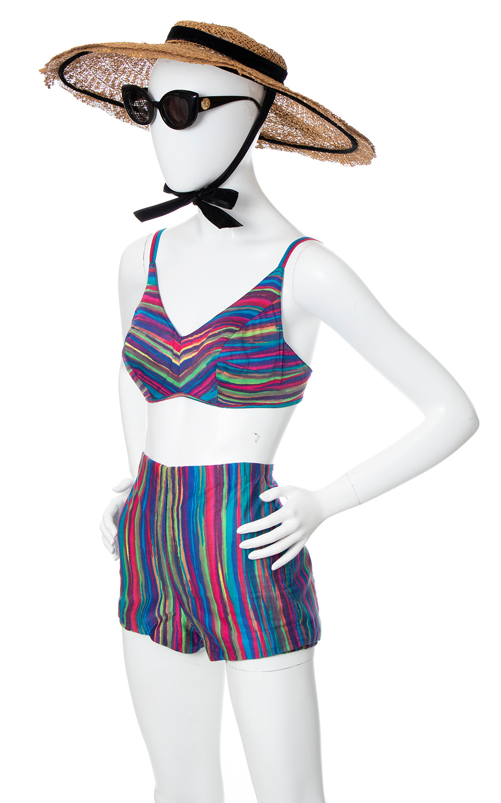 1950s 1960s Striped Cotton Bikini | x-small/small