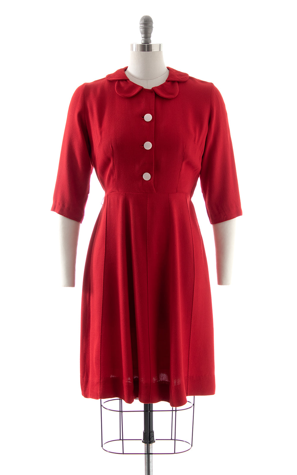 1960s Red Peter Pan Collar Shirt Dress BirthdayLifeVintage