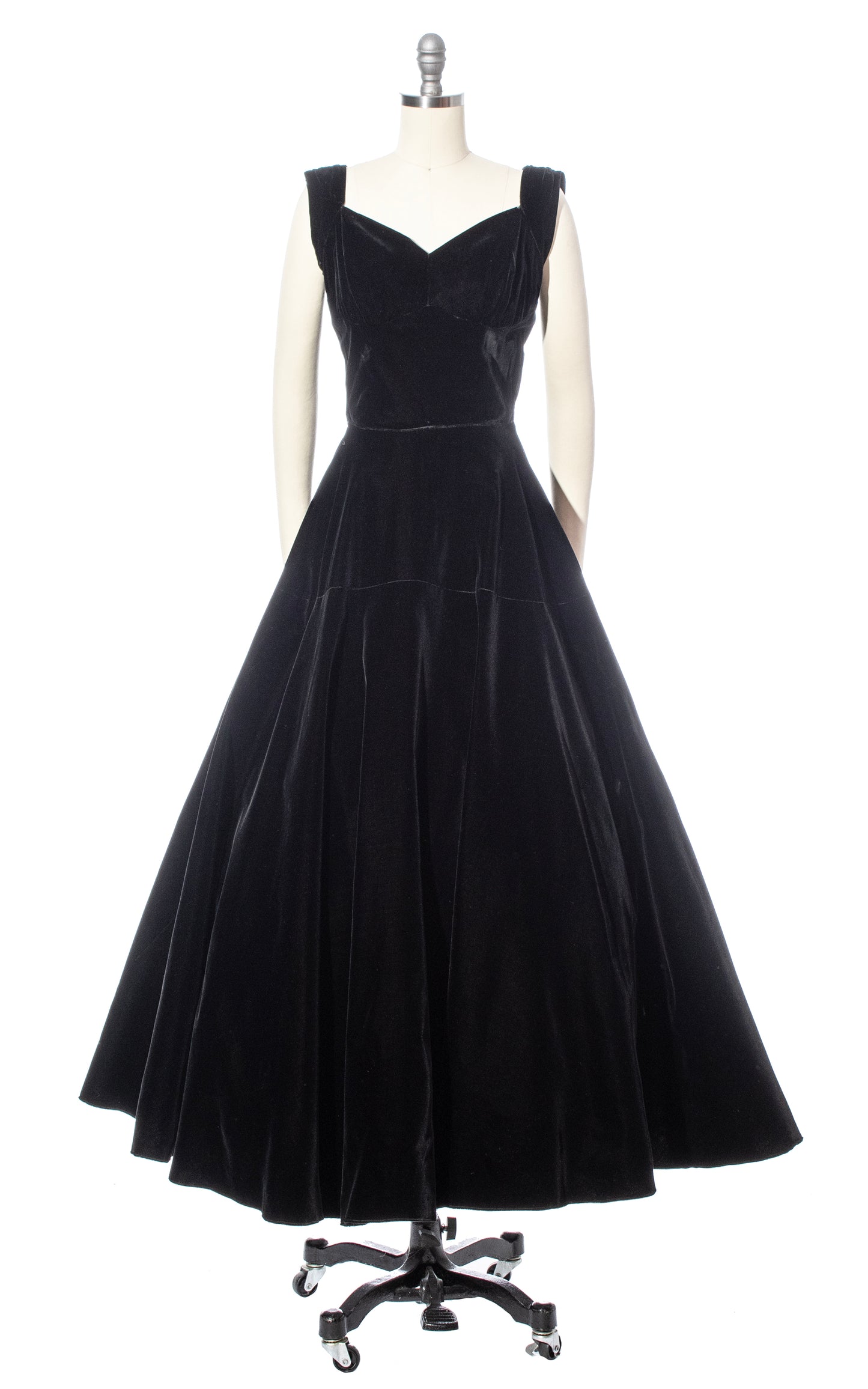 Vintage 50s 1950s Black Velvet Gown Party Dress Birthday Life Vintage