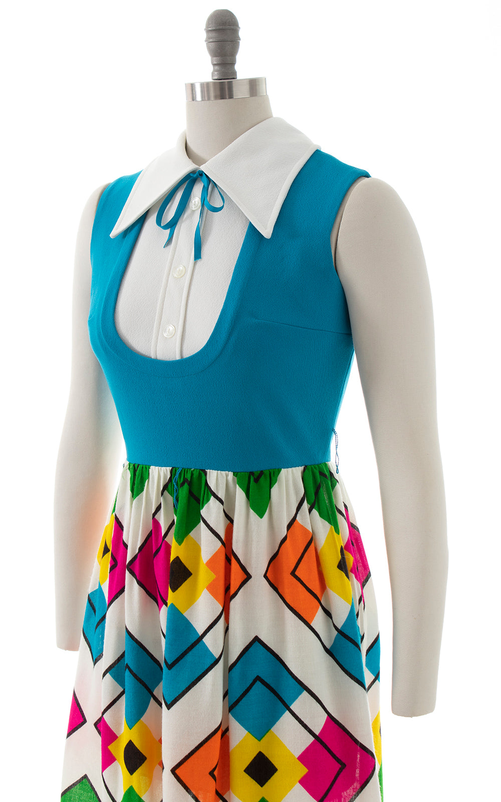 1970s Geometric Tuxedo Maxi Dress | small/medium