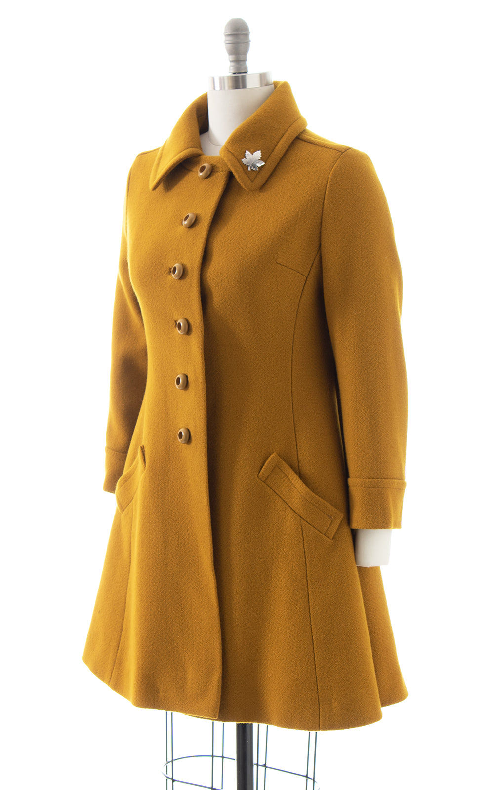 1960s Mustard Yellow Wool Princess Coat | small