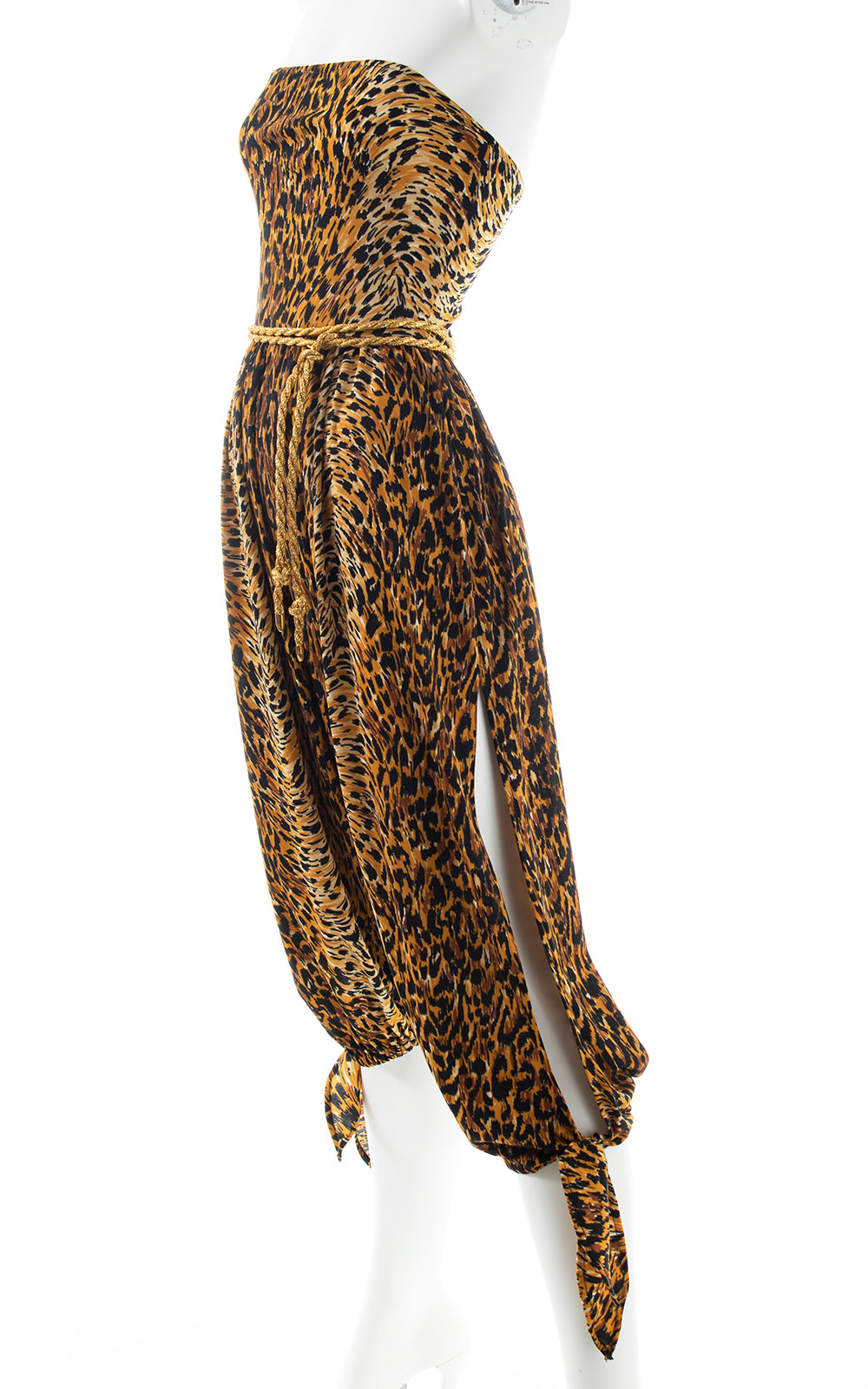 1970s Leopard Print Slit Leg Jumpsuit | x-small/small