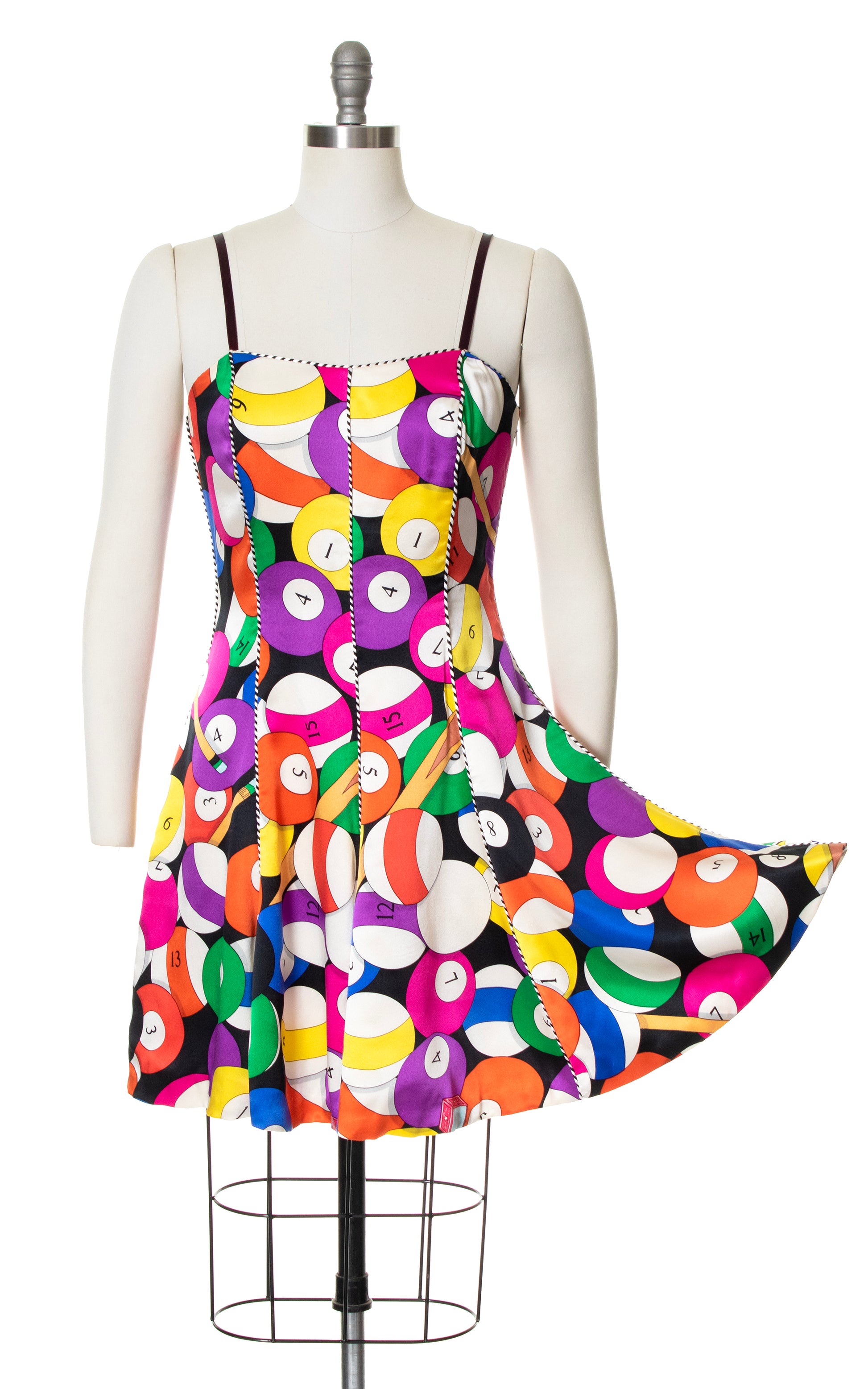 1980s NICOLE MILLER Silk Billiards Novelty Print Dress 1980s NICOLE MILLER Silk Billiards Novelty Print Dress