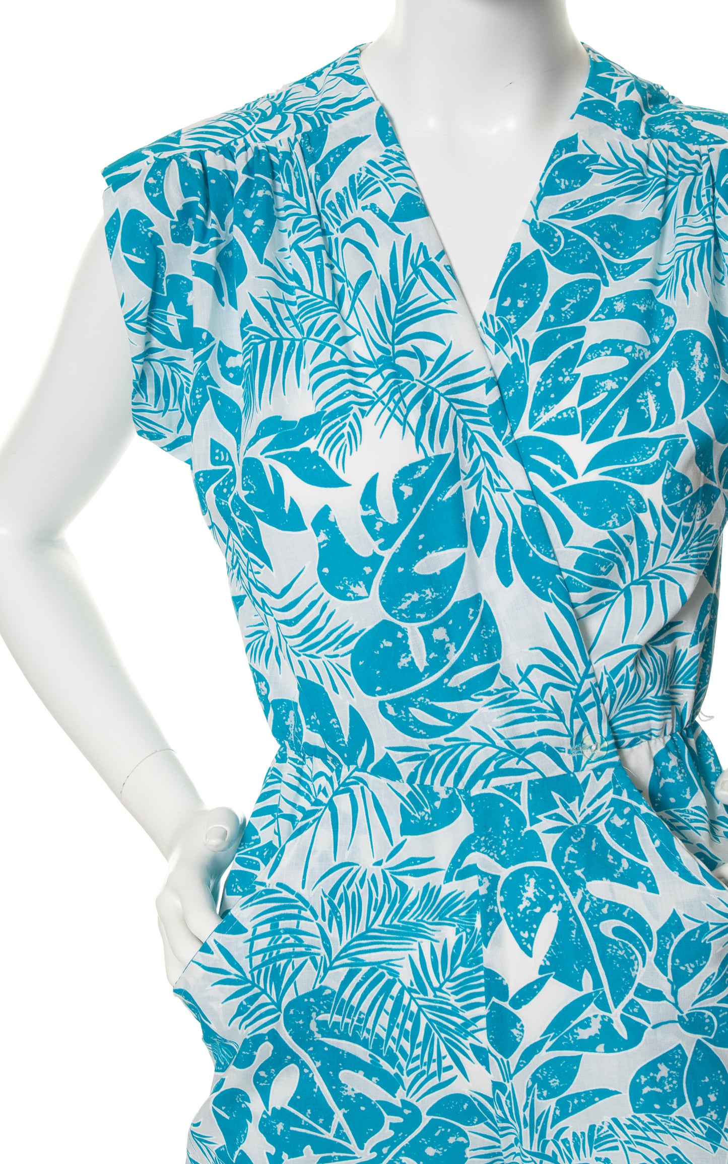 1980s Tropical Leaves Jumpsuit with Pockets | x-small/small