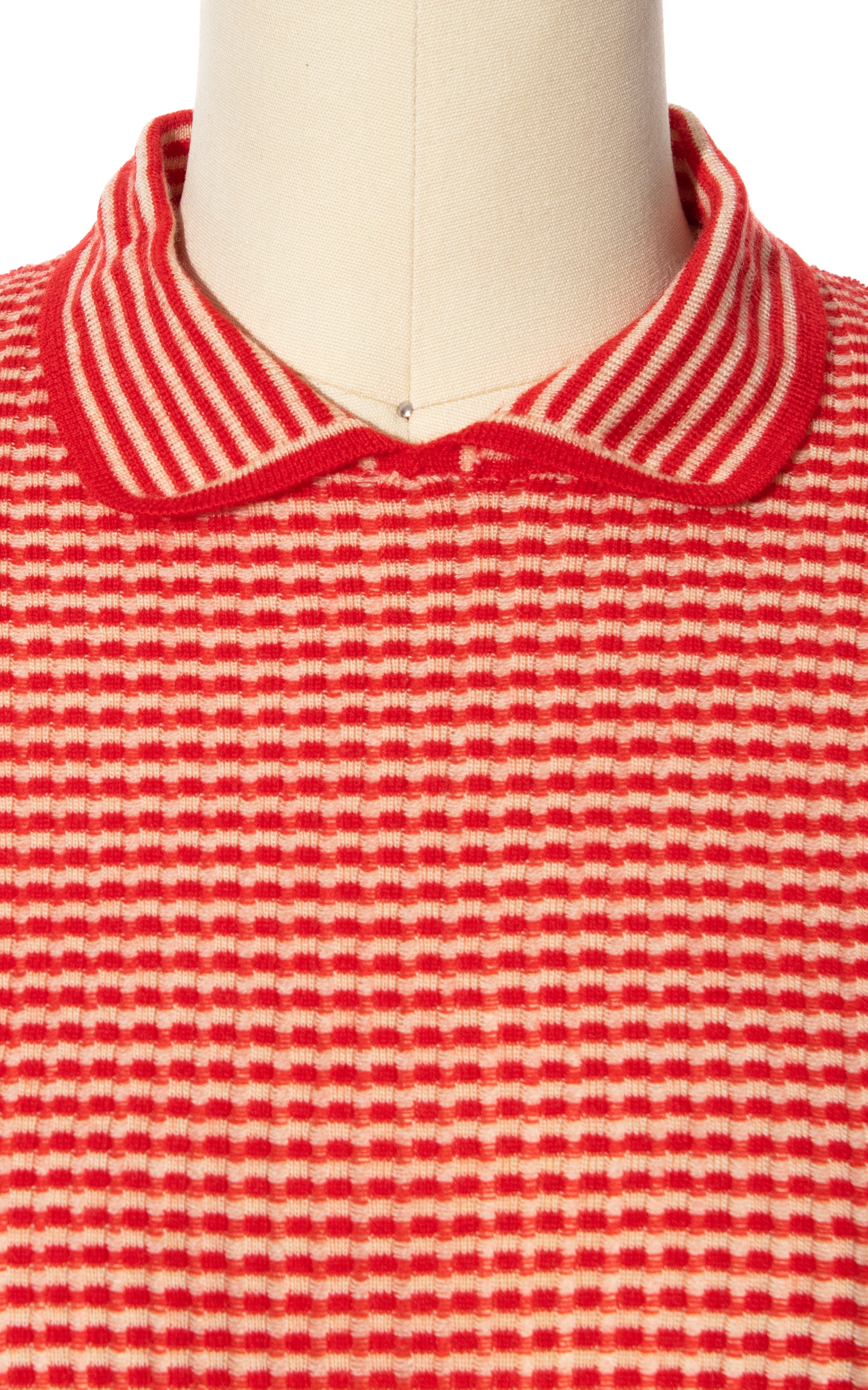 Vintage 50s 60s 1950s 1960s Red White Candycane Striped Wool Sweater Top Peter Pan Collar BirthdayLifeVintage