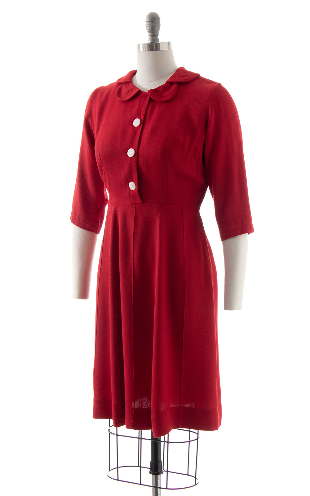 1960s Red Peter Pan Collar Shirt Dress BirthdayLifeVintage