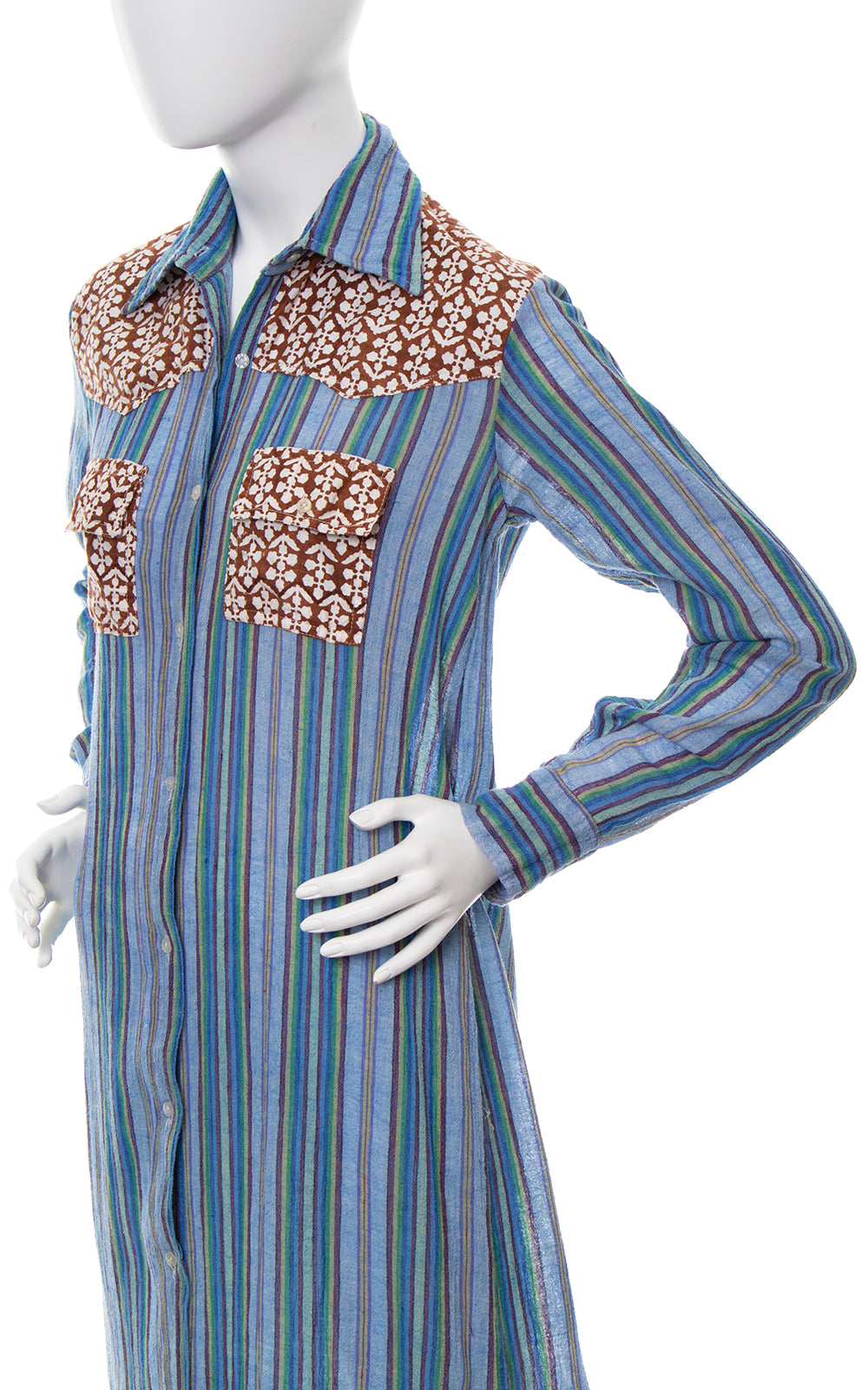 1970s Indian Cotton Patchwork Shirt Dress | medium/large