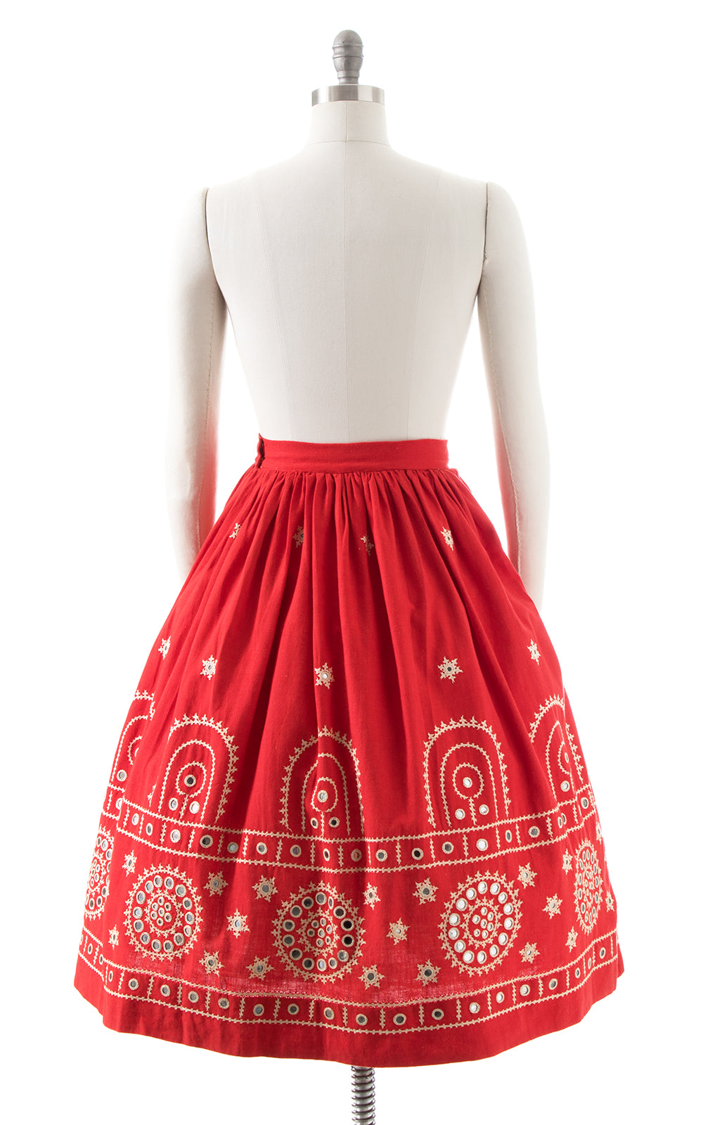 1960s Mirrored Embroidered Cotton Skirt