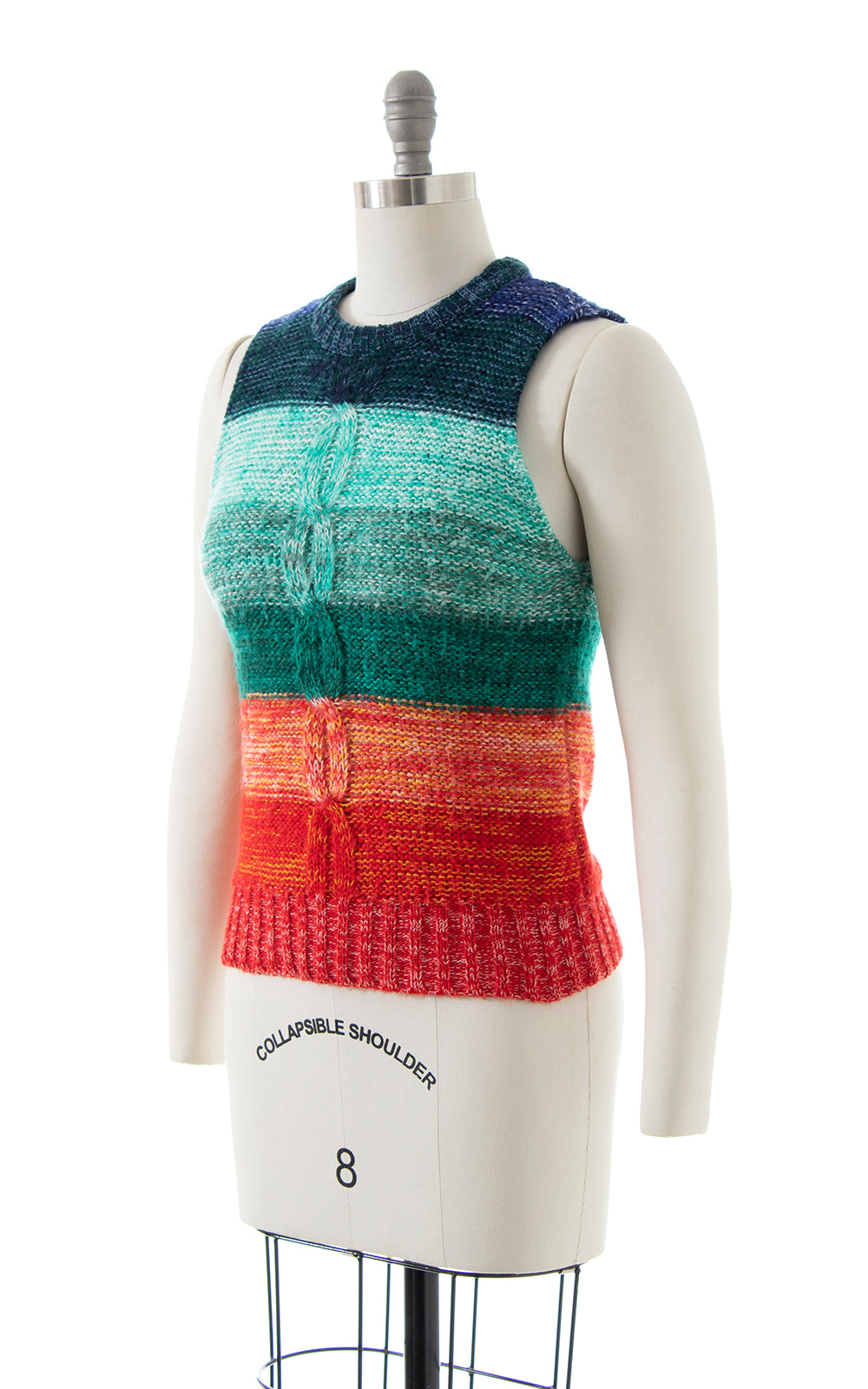 1970s Rainbow Striped Knit Sweater Vest | small