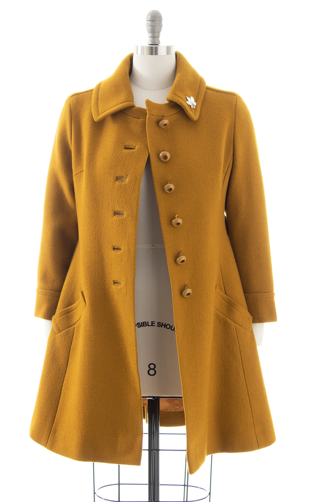 1960s Mustard Yellow Wool Princess Coat | small