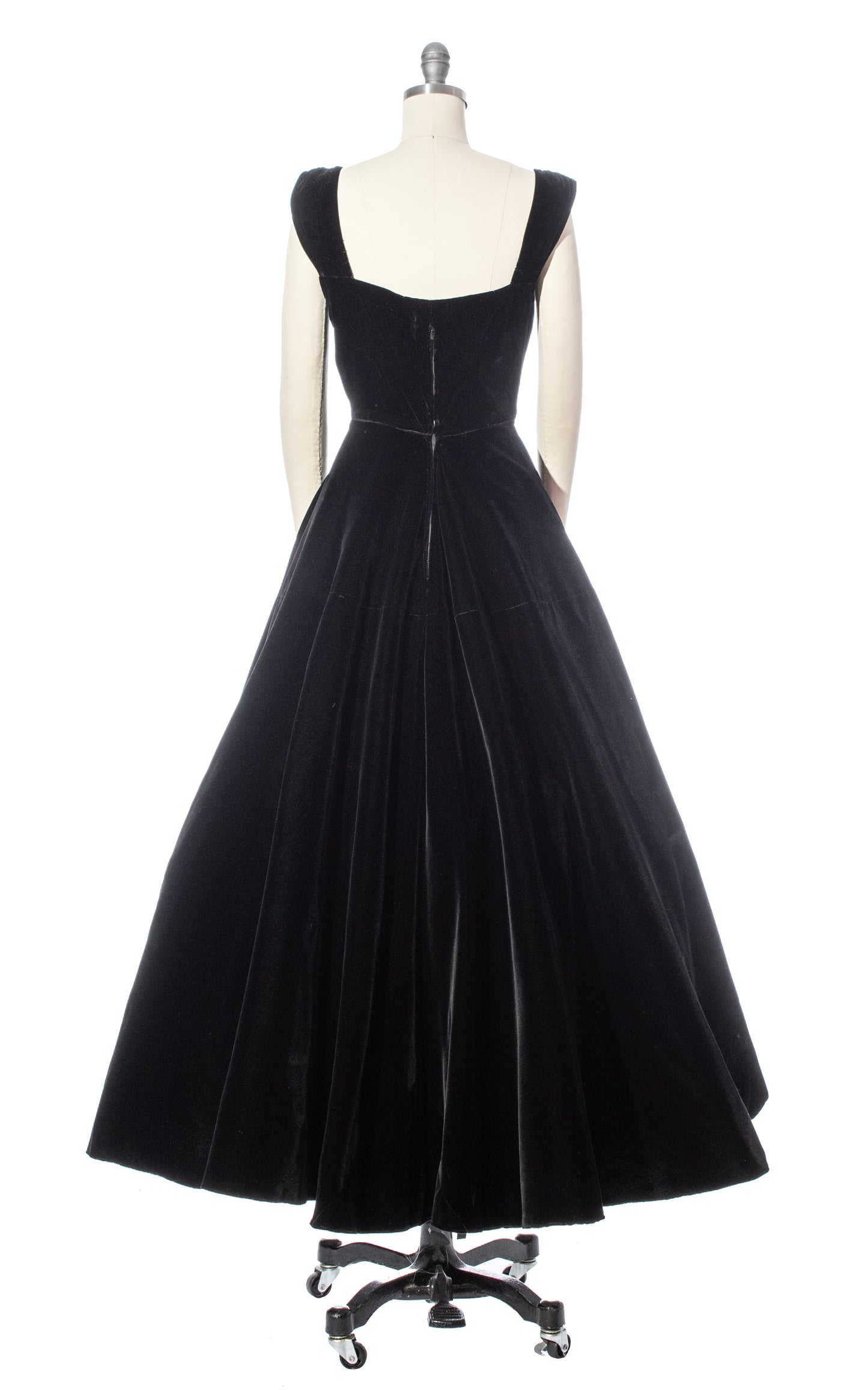 Vintage 50s 1950s Black Velvet Gown Party Dress Birthday Life Vintage
