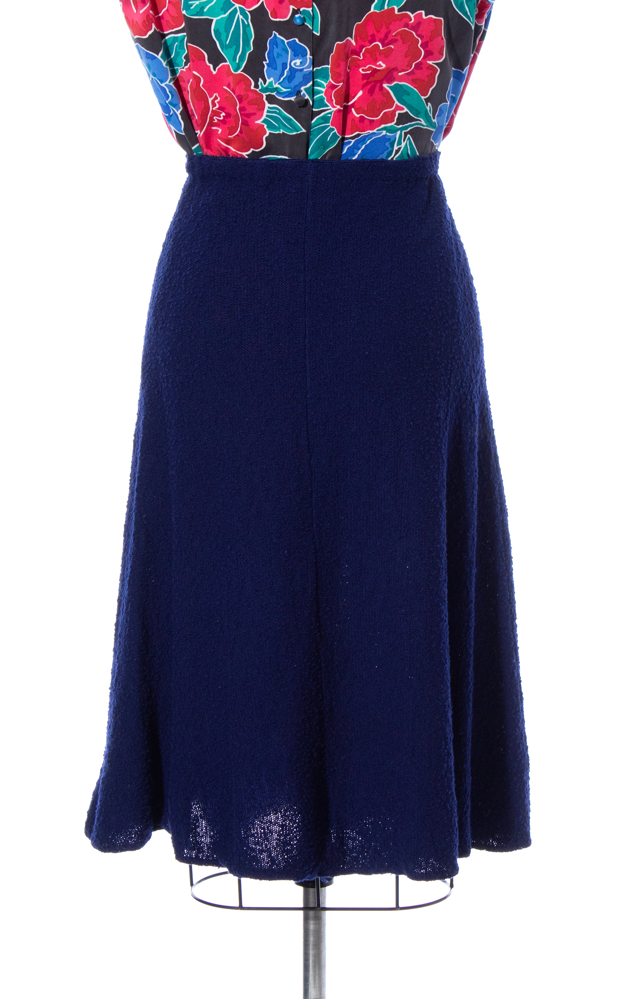 1940s Navy Blue Knit Wool Skirt medium Birthday Life Vintage