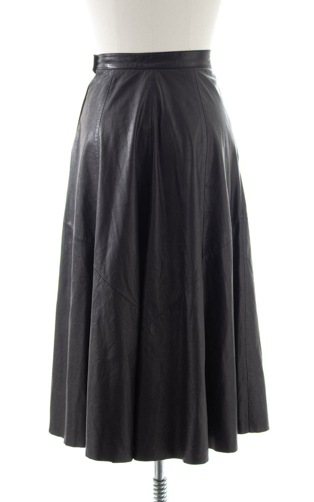 1980s Buttery Black Leather Skirt with Pockets | small