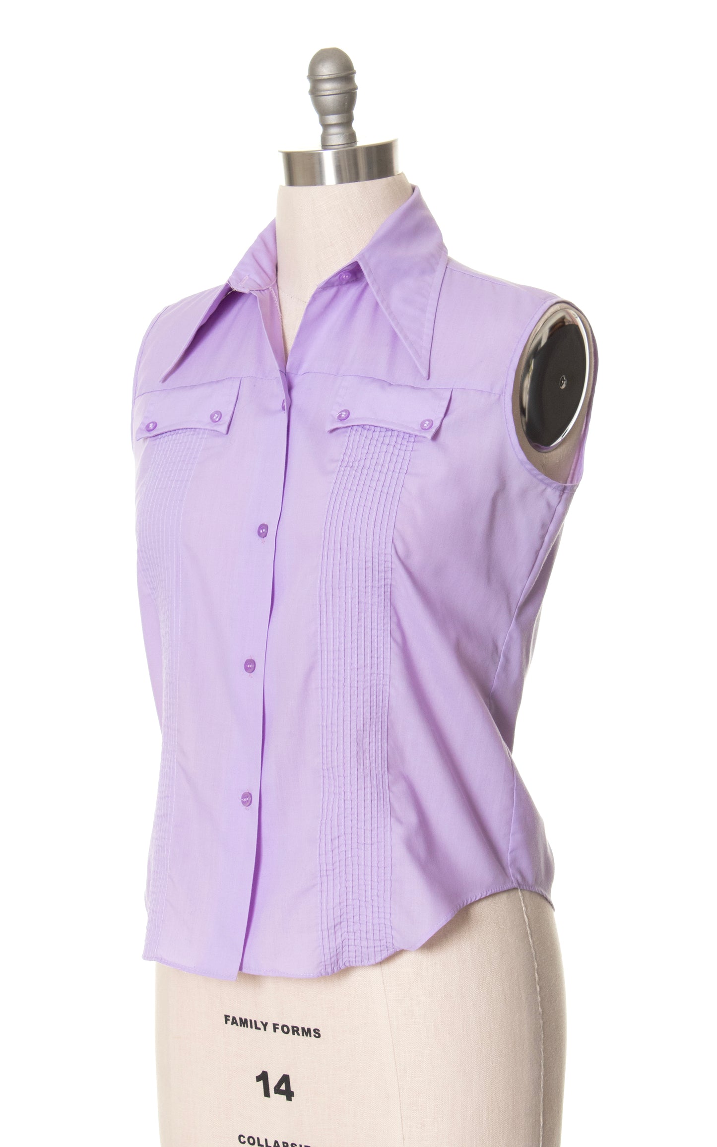 1950s 1960s Pastel Purple Sleeveless Blouse | large