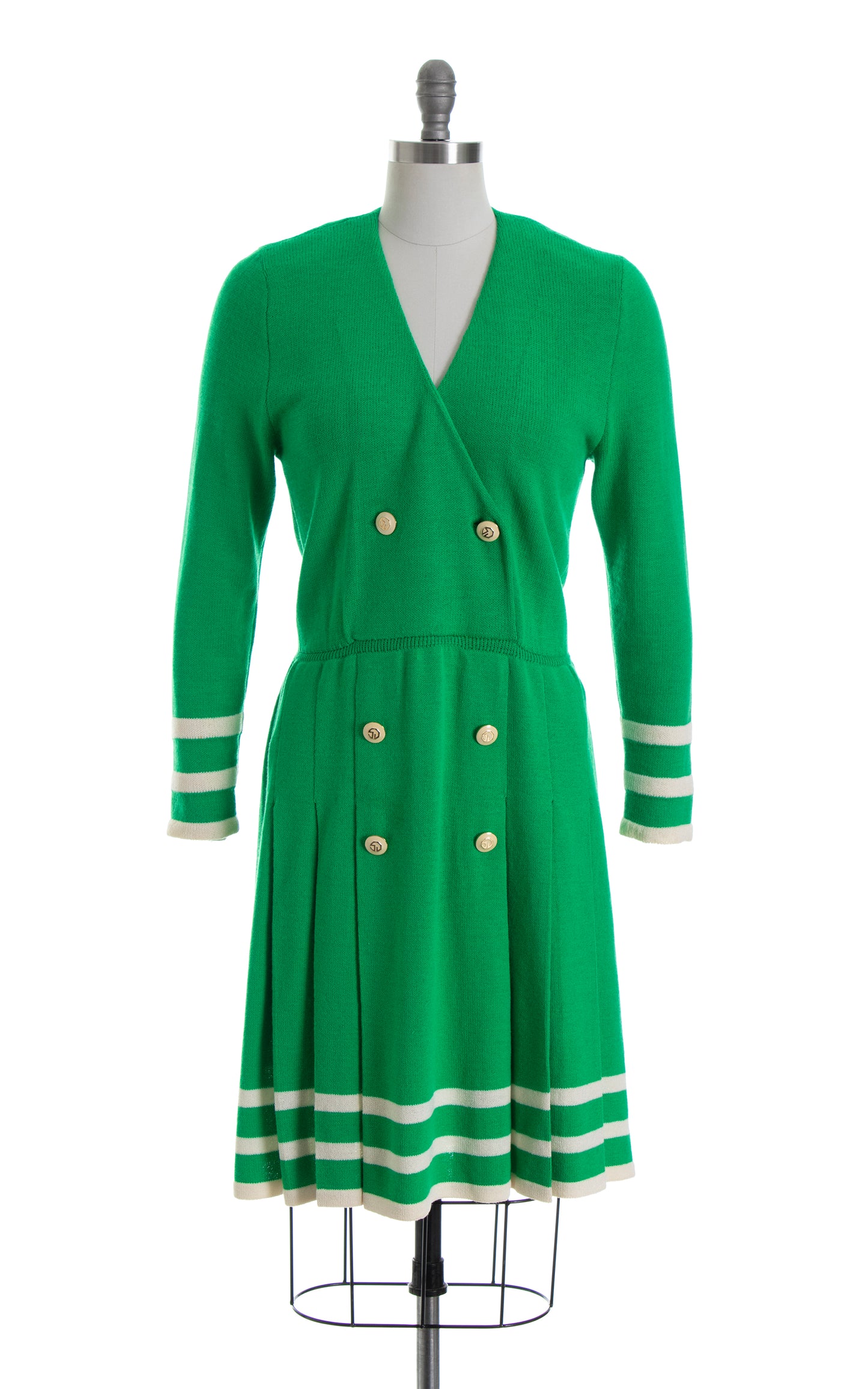 1980s ST. JOHN Kelly Green Knit Wool Sweater Dress | medium/large Birthday Life Vintage 1980s ST. JOHN Kelly Green Knit Wool Sweater Dress | medium/large Birthday Life Vintage