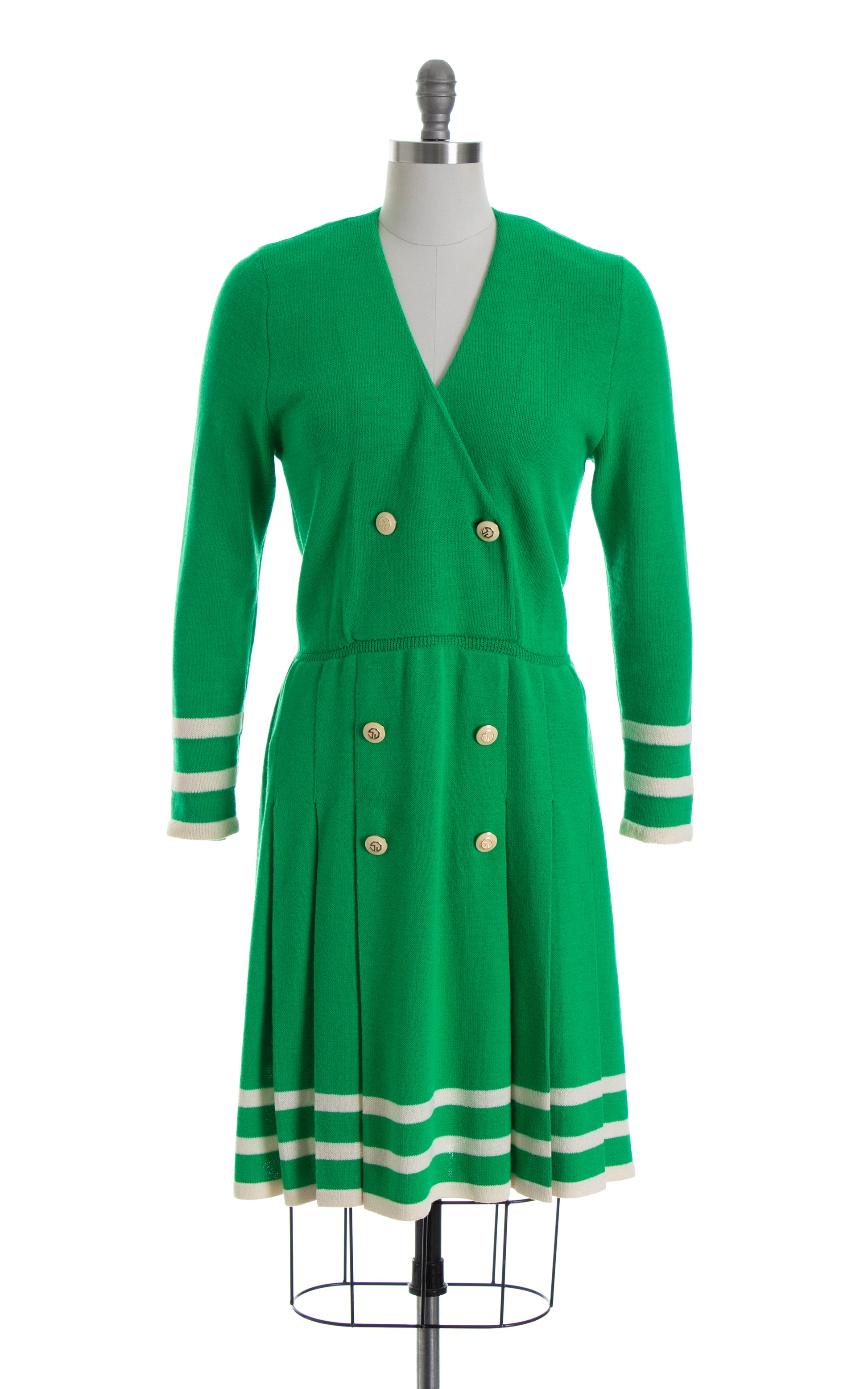 1980s ST. JOHN Kelly Green Knit Wool Sweater Dress | medium/large Birthday Life Vintage 1980s ST. JOHN Kelly Green Knit Wool Sweater Dress | medium/large Birthday Life Vintage