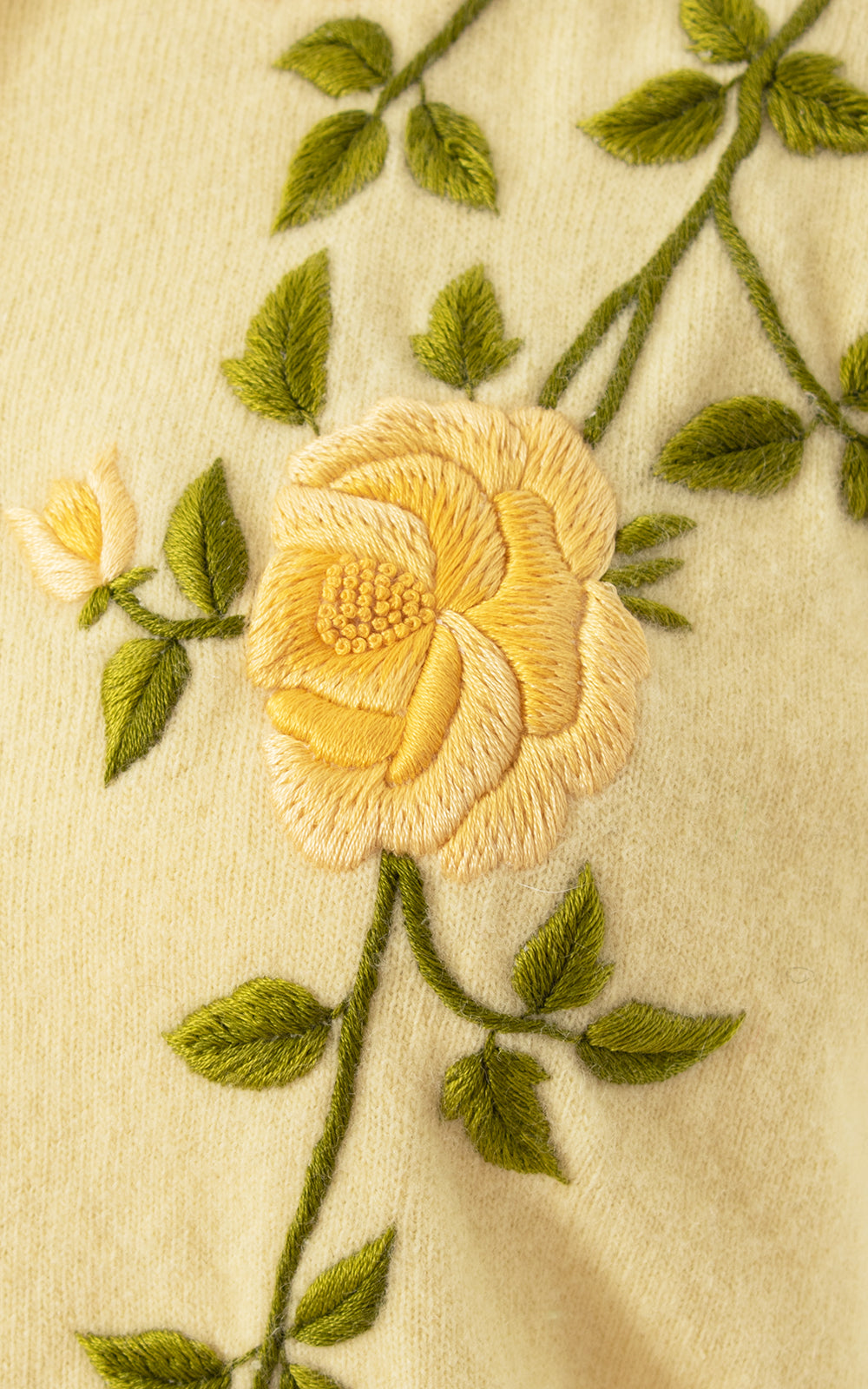 1950s Rose Embroidered Knit Wool Angora Cardigan | medium/large