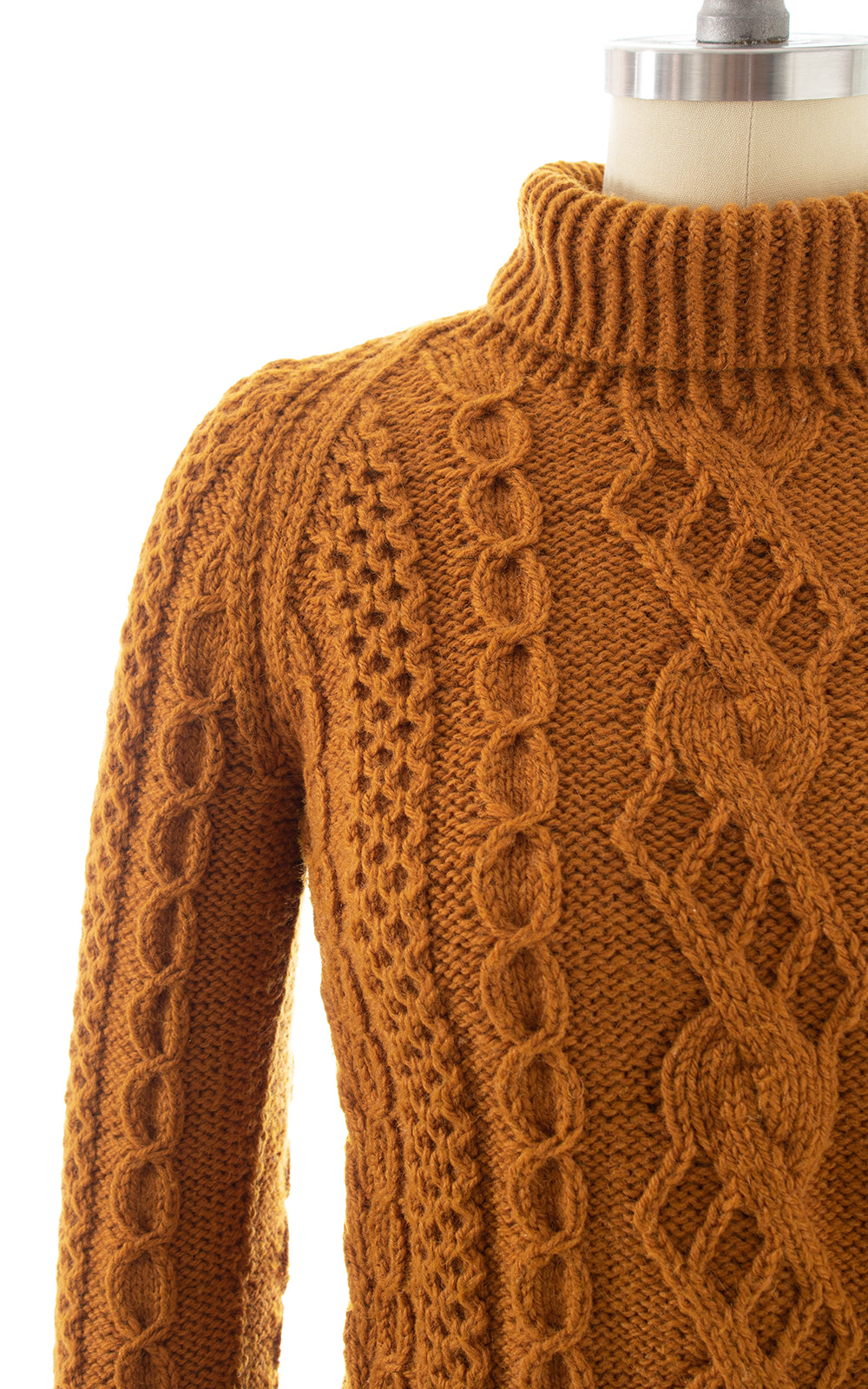 1970s Burnt Mustard Knit Wool Turtleneck Sweater BirthdayLifeVintage