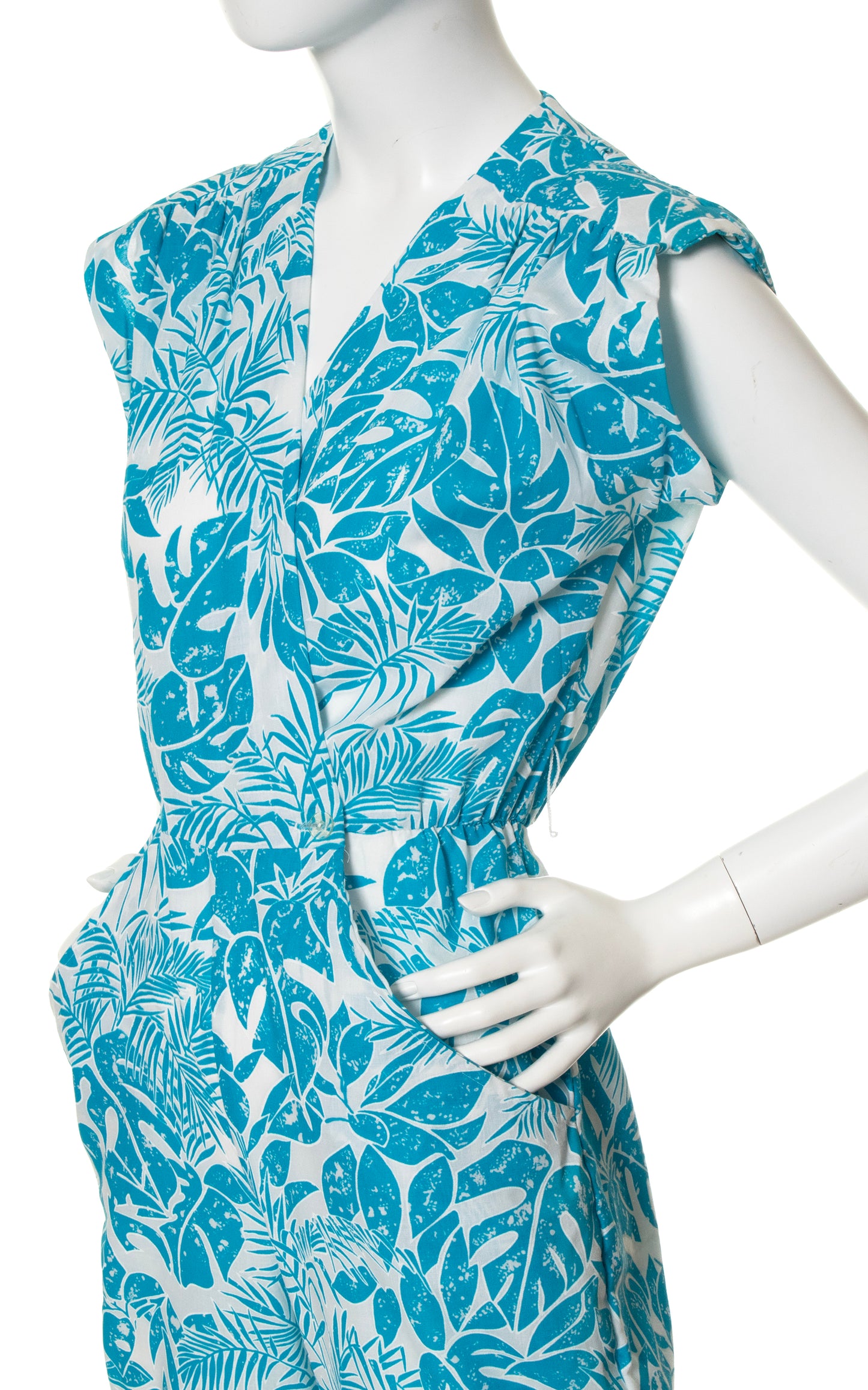 1980s Tropical Leaves Jumpsuit with Pockets | x-small/small