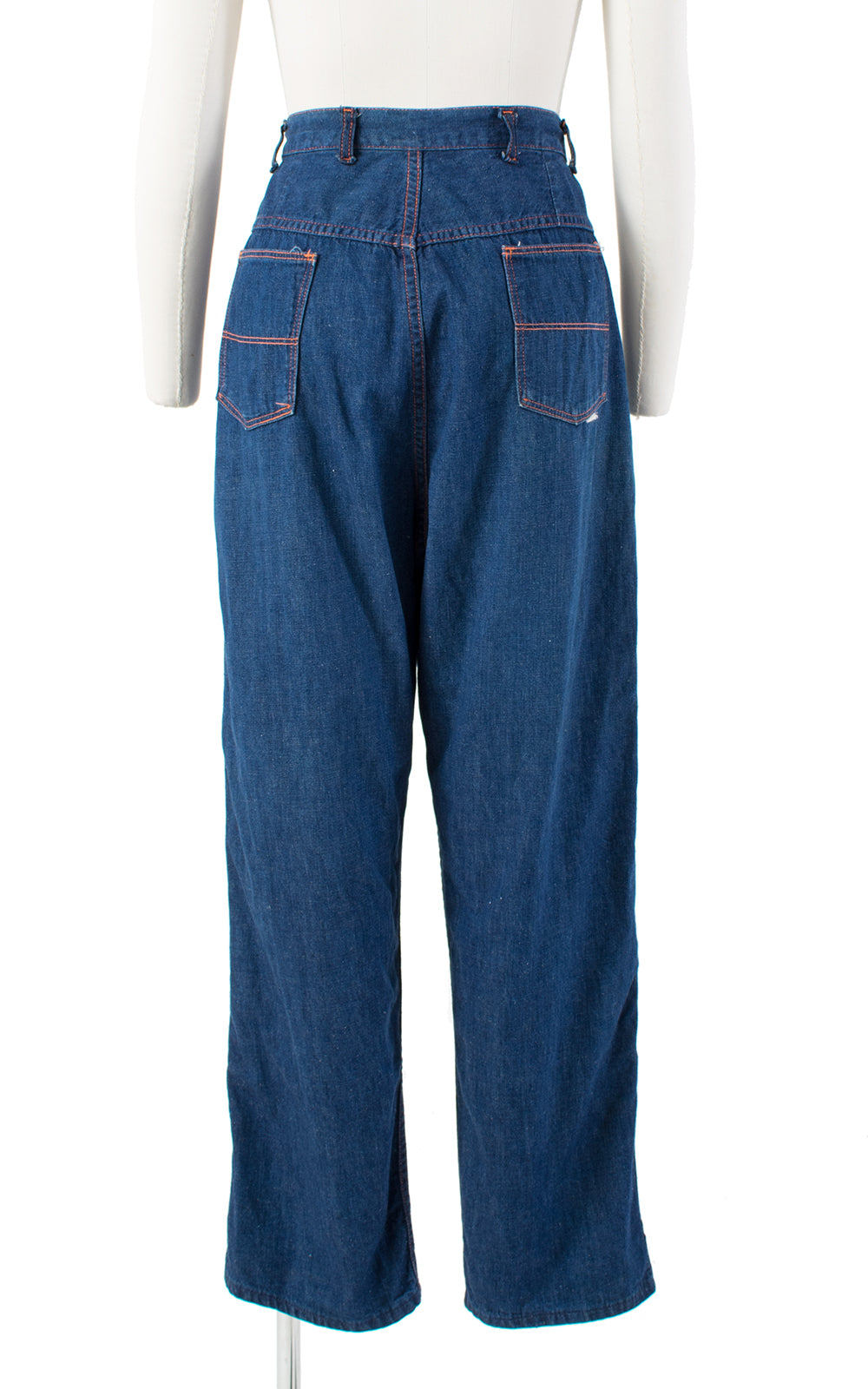 1940s Side Zipper Adjustable High Waist Blue Denim Jeans | medium ...