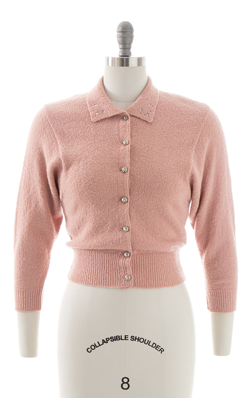 1940s 1950s Rhinestone & Knit Wool Cardigan | x-small/small