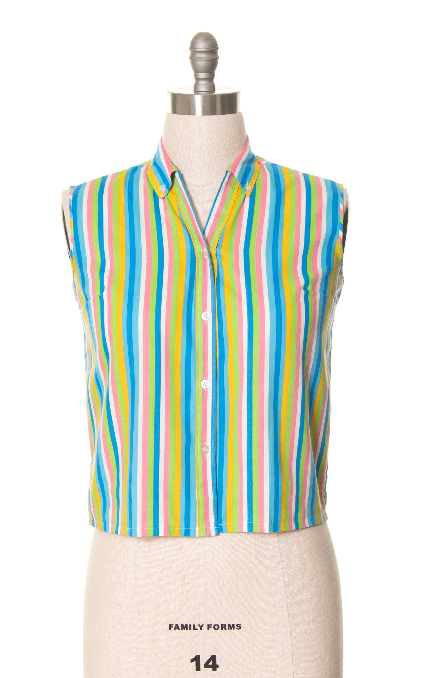 1960s Colorful Striped Sleeveless Blouse | medium/large