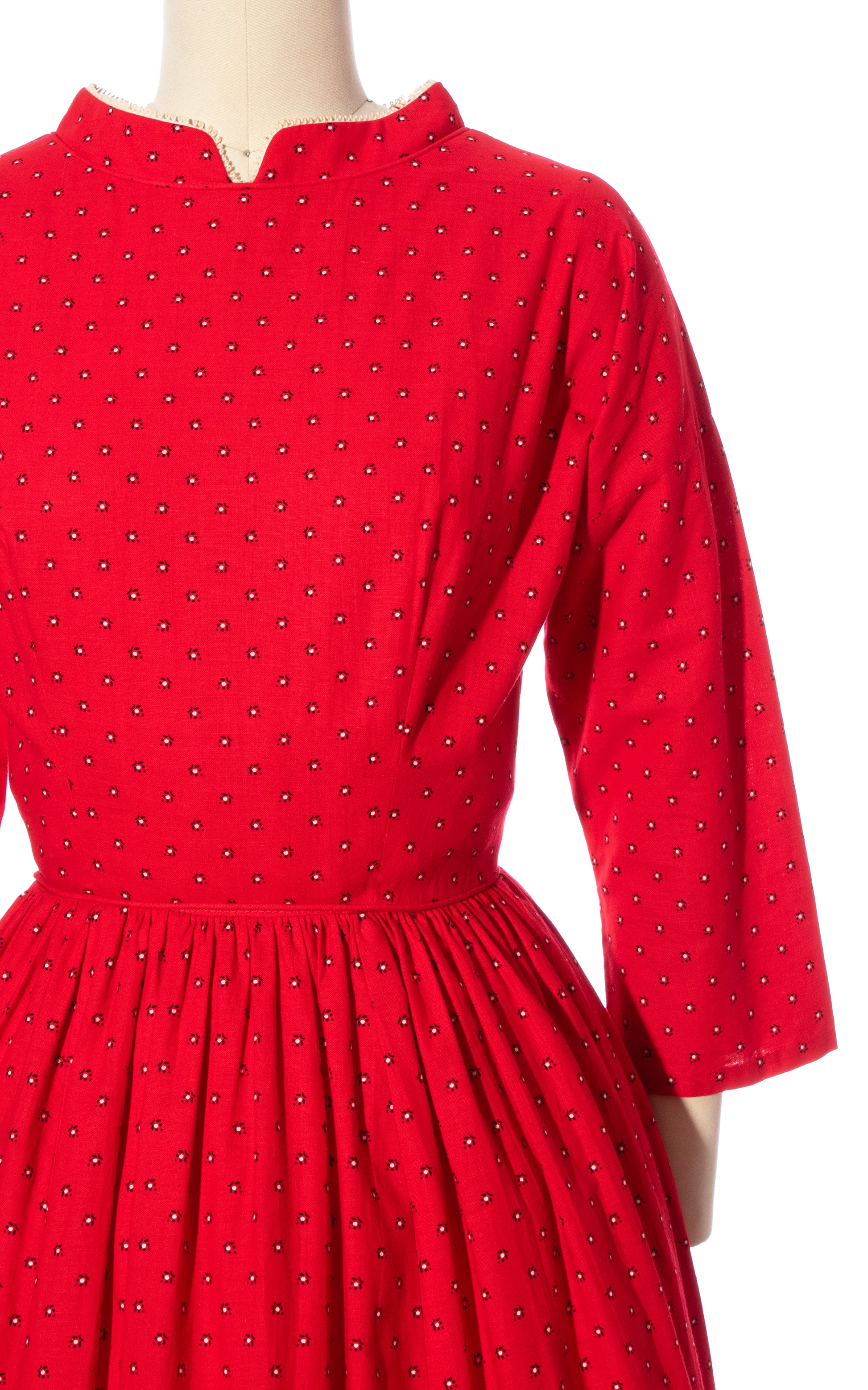lanz cotton dress Vtg 70s Lanz 100% Cotton Dress Dirndl Floral Pockets Puff Sleeve Oktoberfest