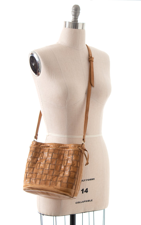 1970s Woven Leather Crossbody Bag BirthdayLifeVintage