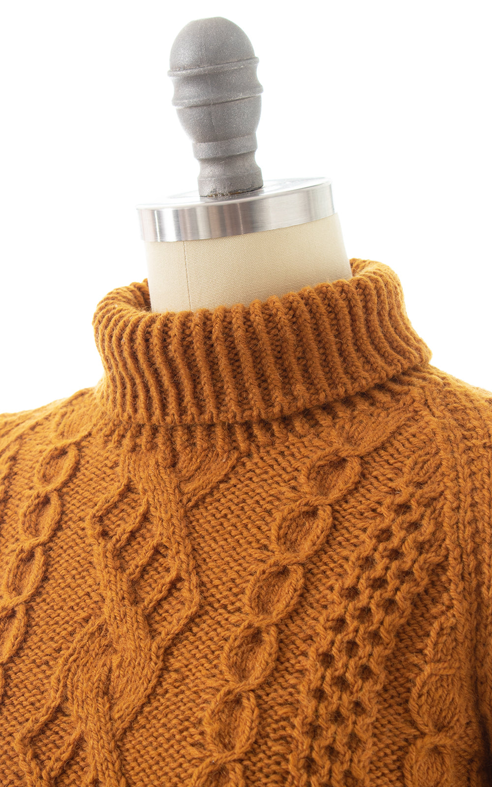 1970s Burnt Mustard Knit Wool Turtleneck Sweater BirthdayLifeVintage