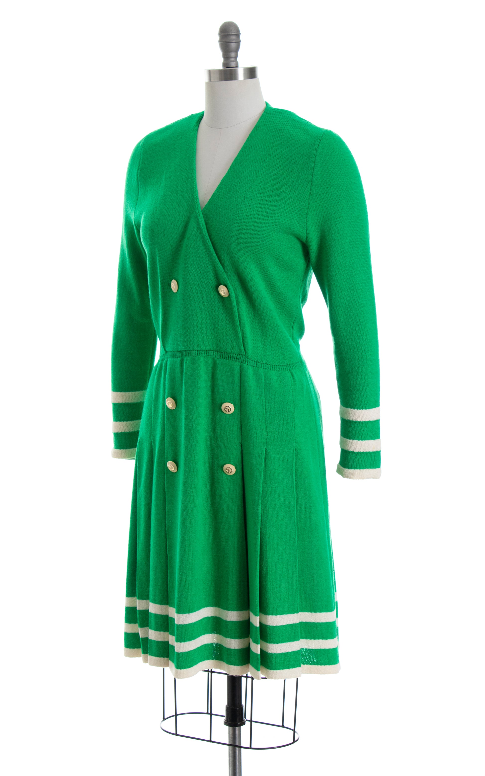 1980s ST. JOHN Kelly Green Knit Wool Sweater Dress | medium/large 1980s ST. JOHN Kelly Green Knit Wool Sweater Dress | medium/large