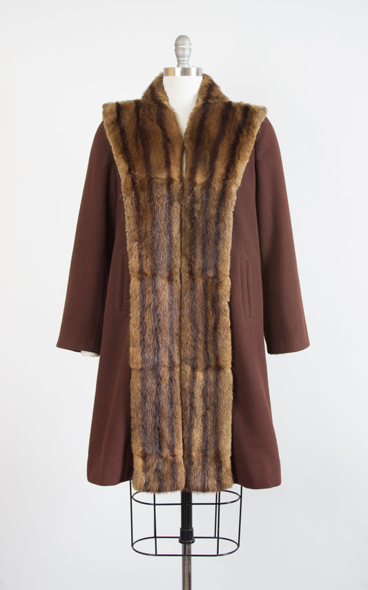 On Layaway for Holly || 1940s Fur Collar Brown Wool Coat | small/medium