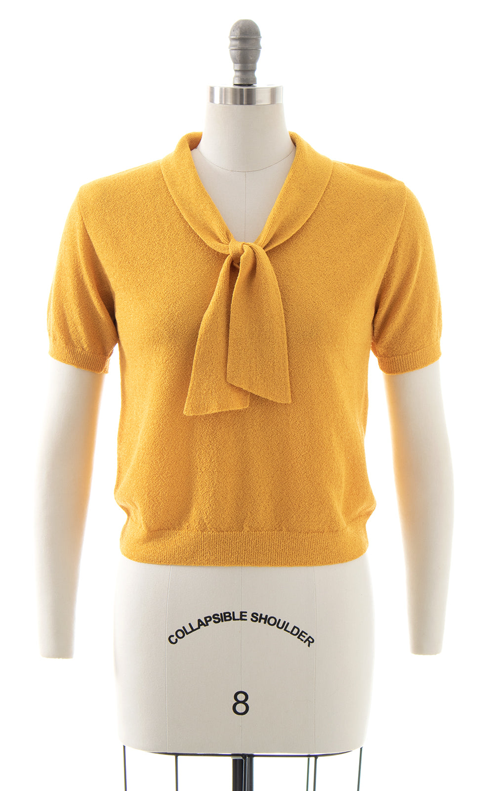 1950s Yellow Tie Neck Sweater Top | small/medium