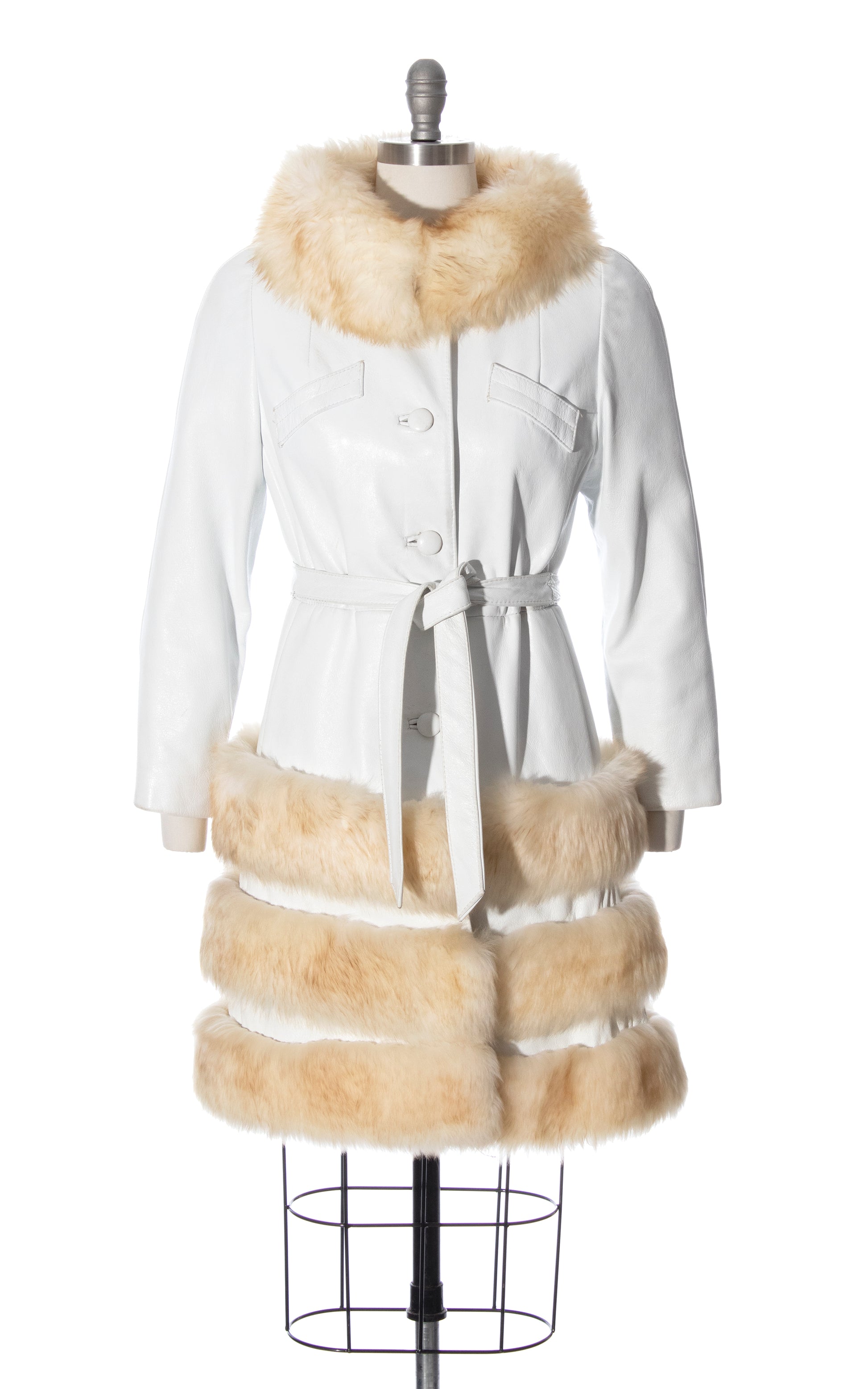 Vintage 70s 1970s Shearling Fur & White Leather Almost Famous Princess Coat Birthday Life Vintage