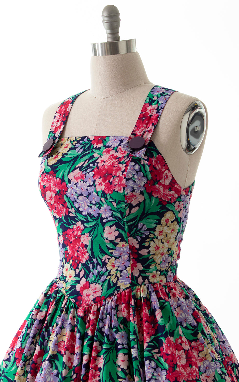 1980s Big Buttons Floral Midi Sundress | large