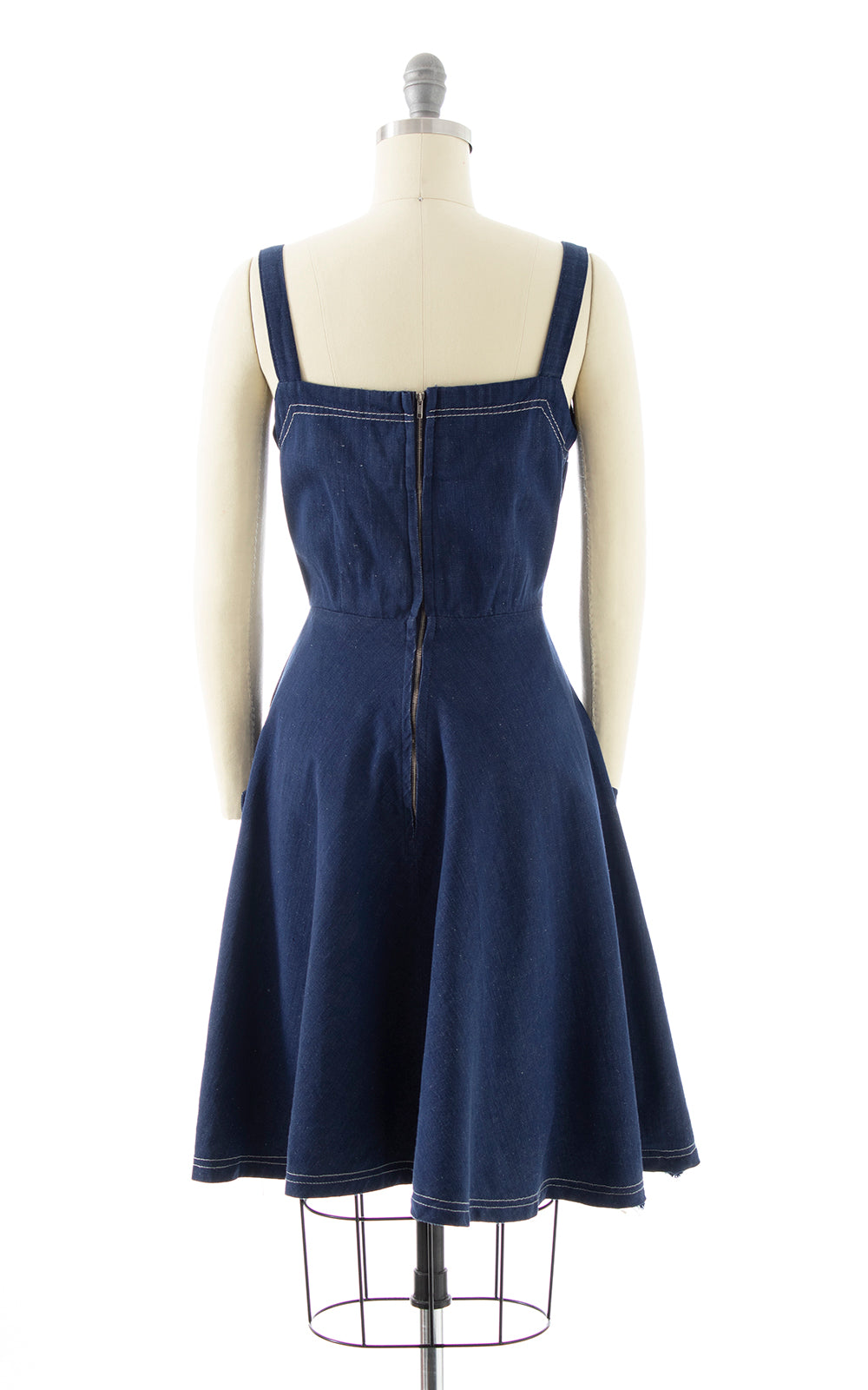 1970s Denim Overalls Dress with Giant Pockets | x-small