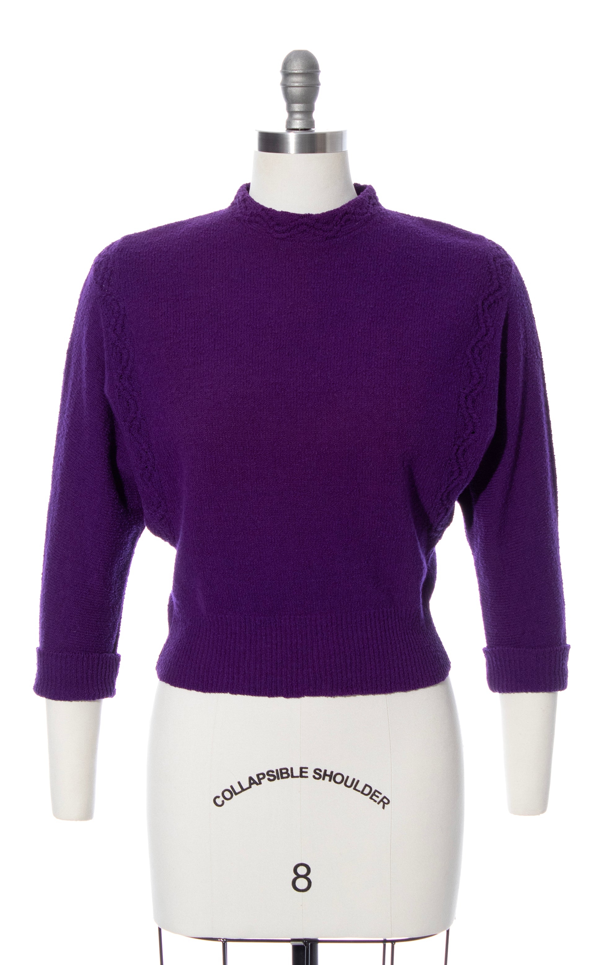 1940s 1950s Purple Wool Chenille Knit Sweater x-small/small