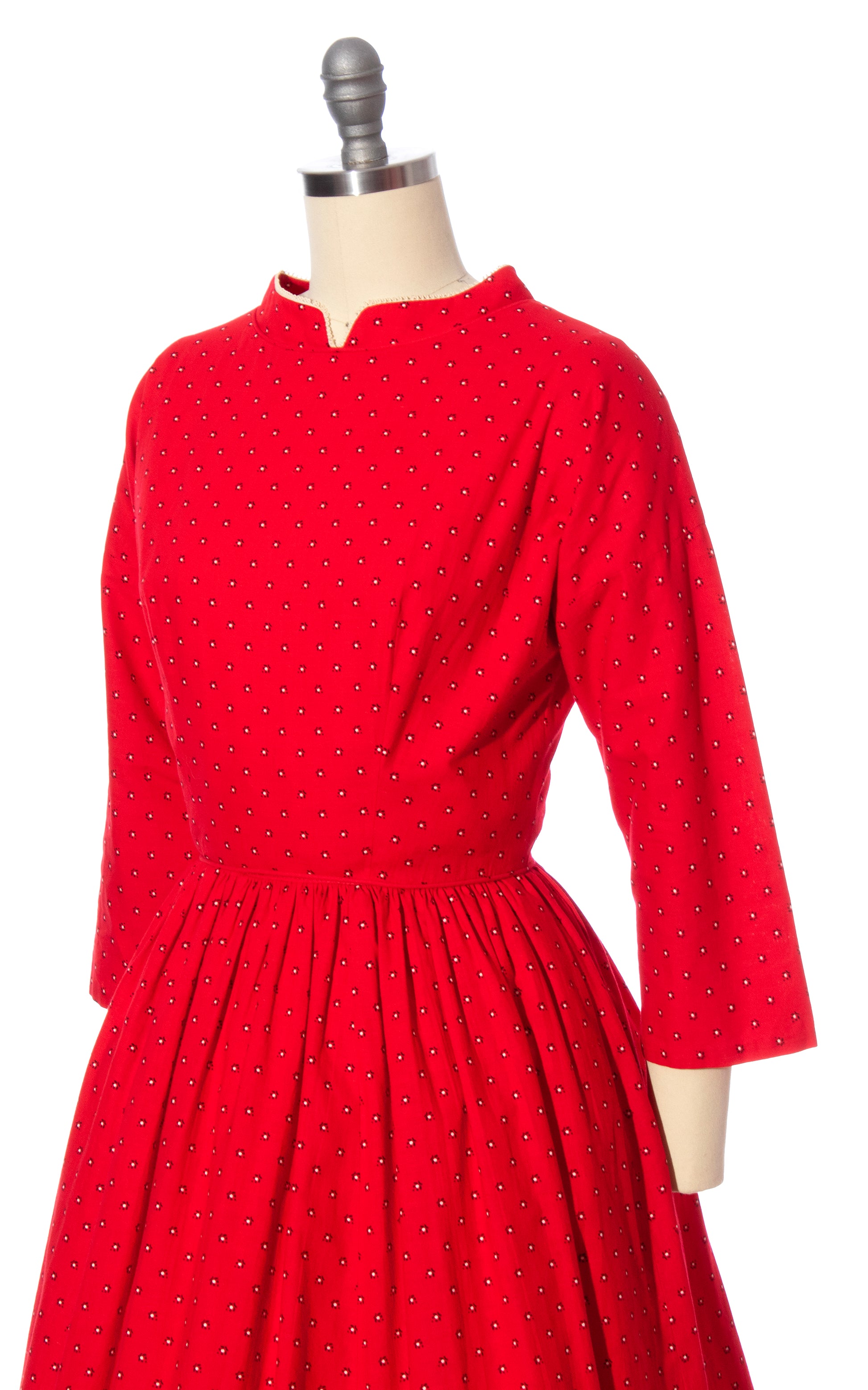 1950s LANZ Floral Cotton Button Back Dress