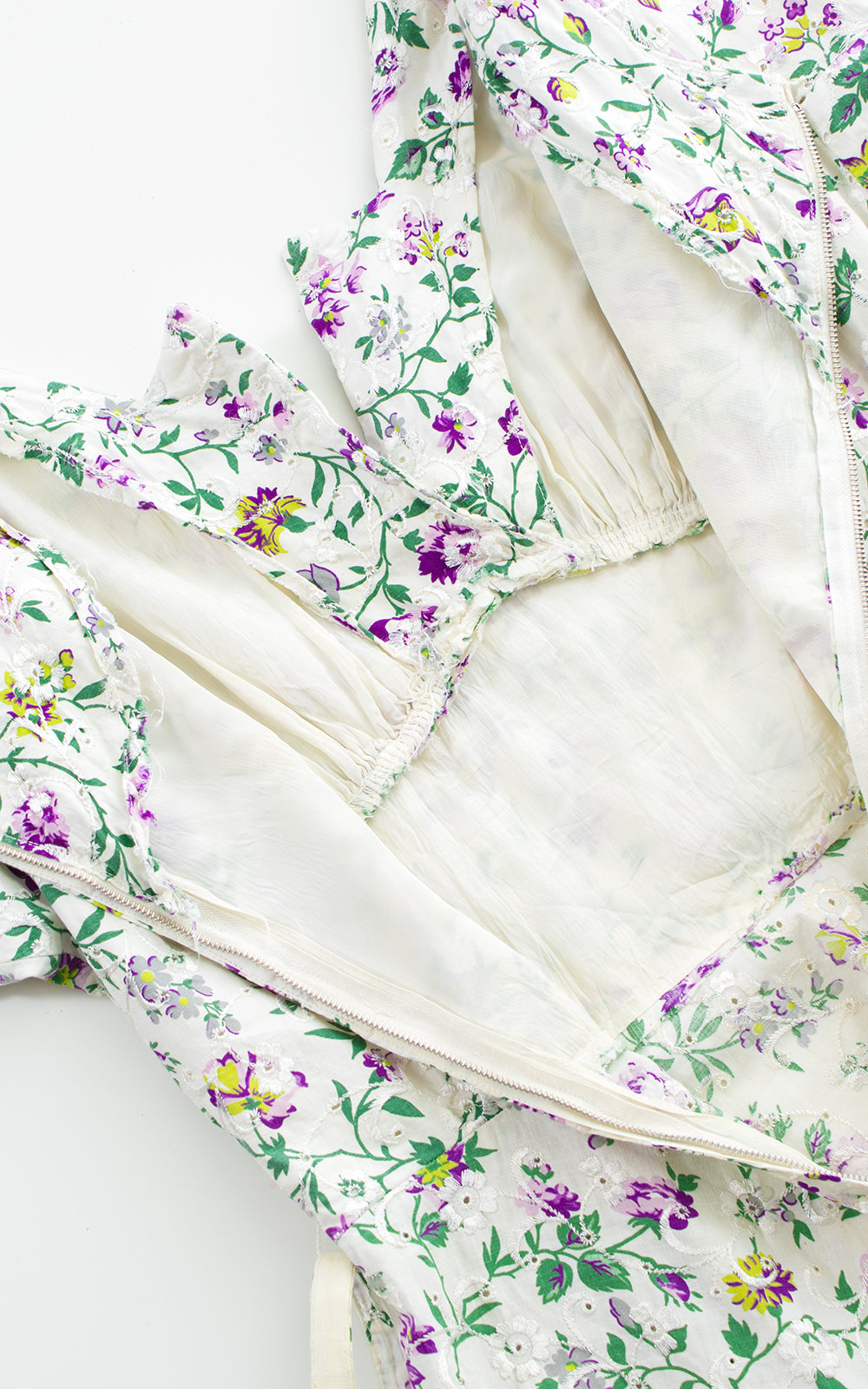 1950s Floral Embroidered Eyelet Dress | medium – Birthday Life Vintage