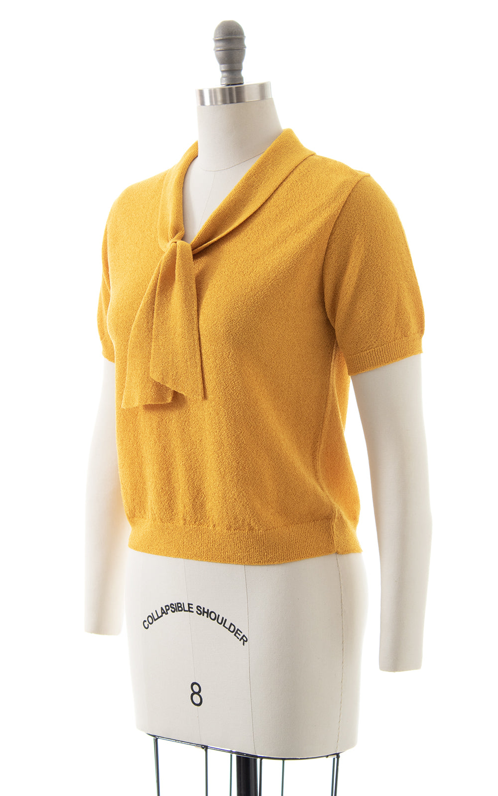 1950s Yellow Tie Neck Sweater Top | small/medium