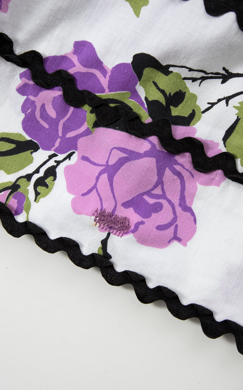 1950s Purple Rose Cotton Drop Waist Dress | x-small/small