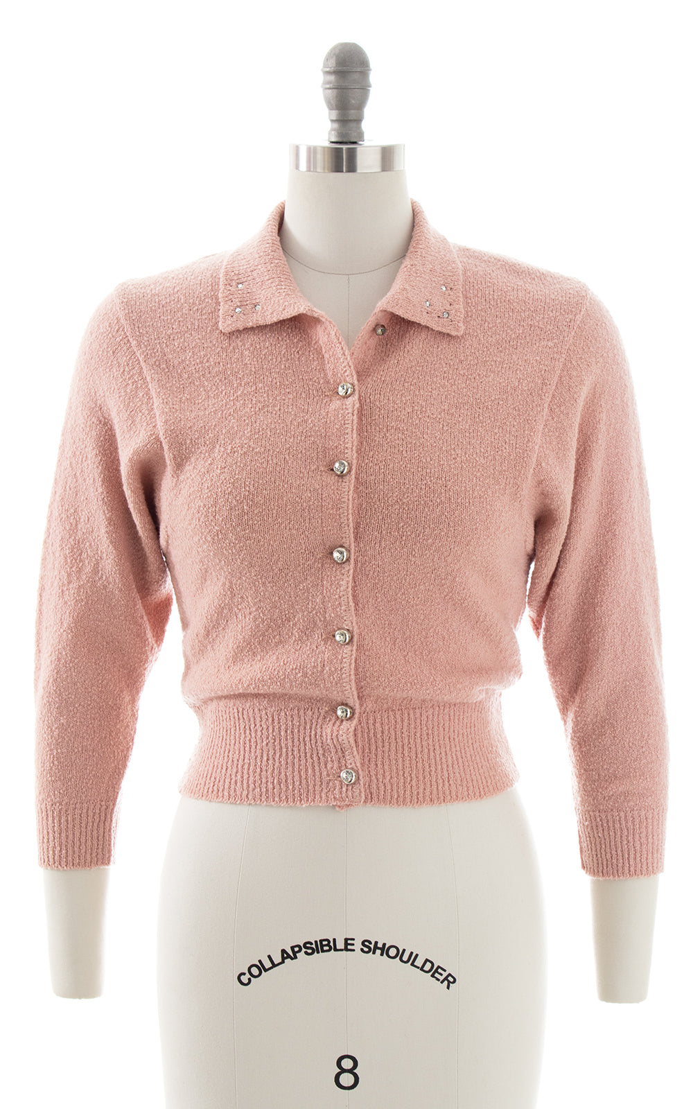 1940s 1950s Rhinestone & Knit Wool Cardigan | x-small/small