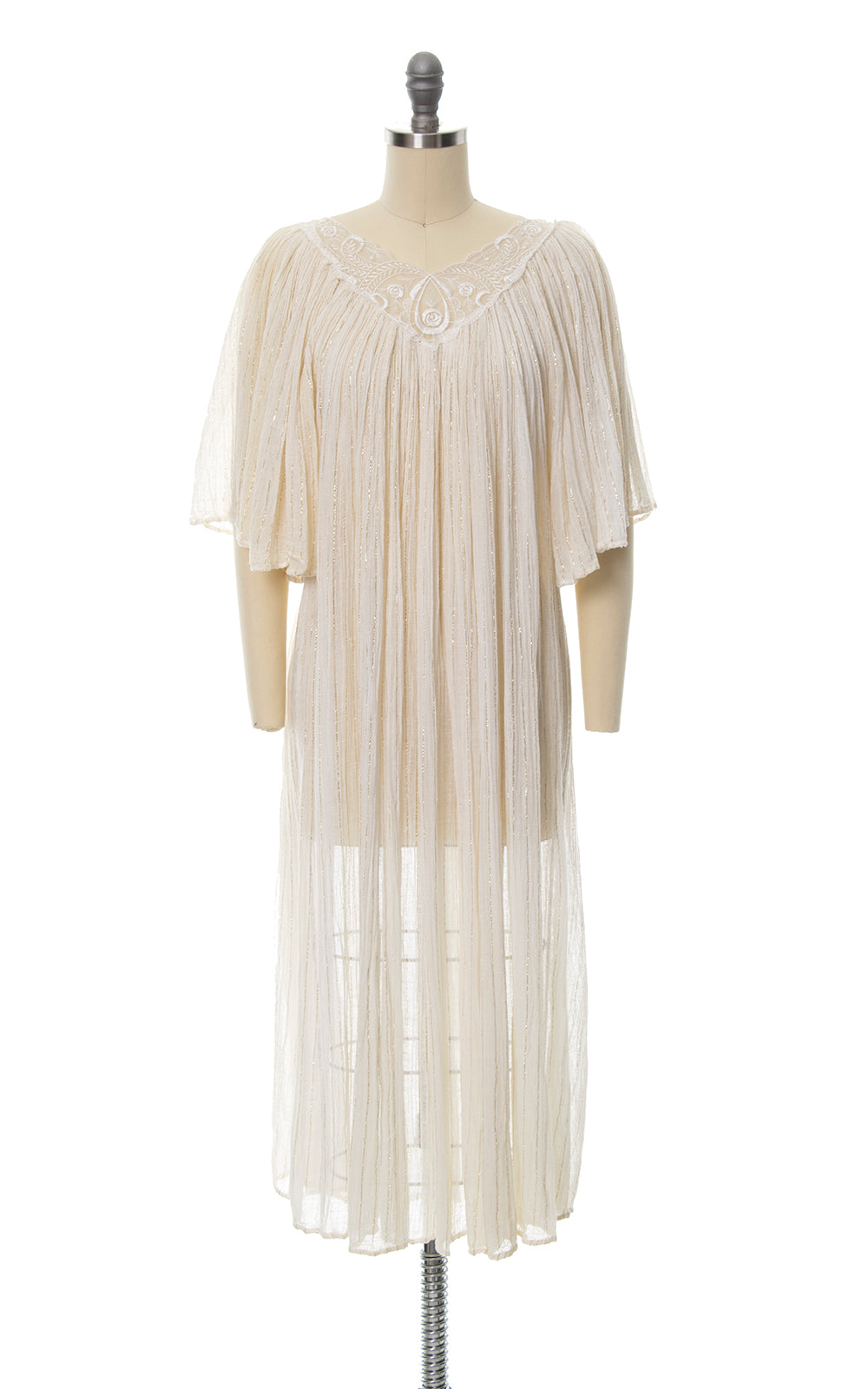 1970s 1980s Metallic Cotton Gauze Dress | x-small/small/medium