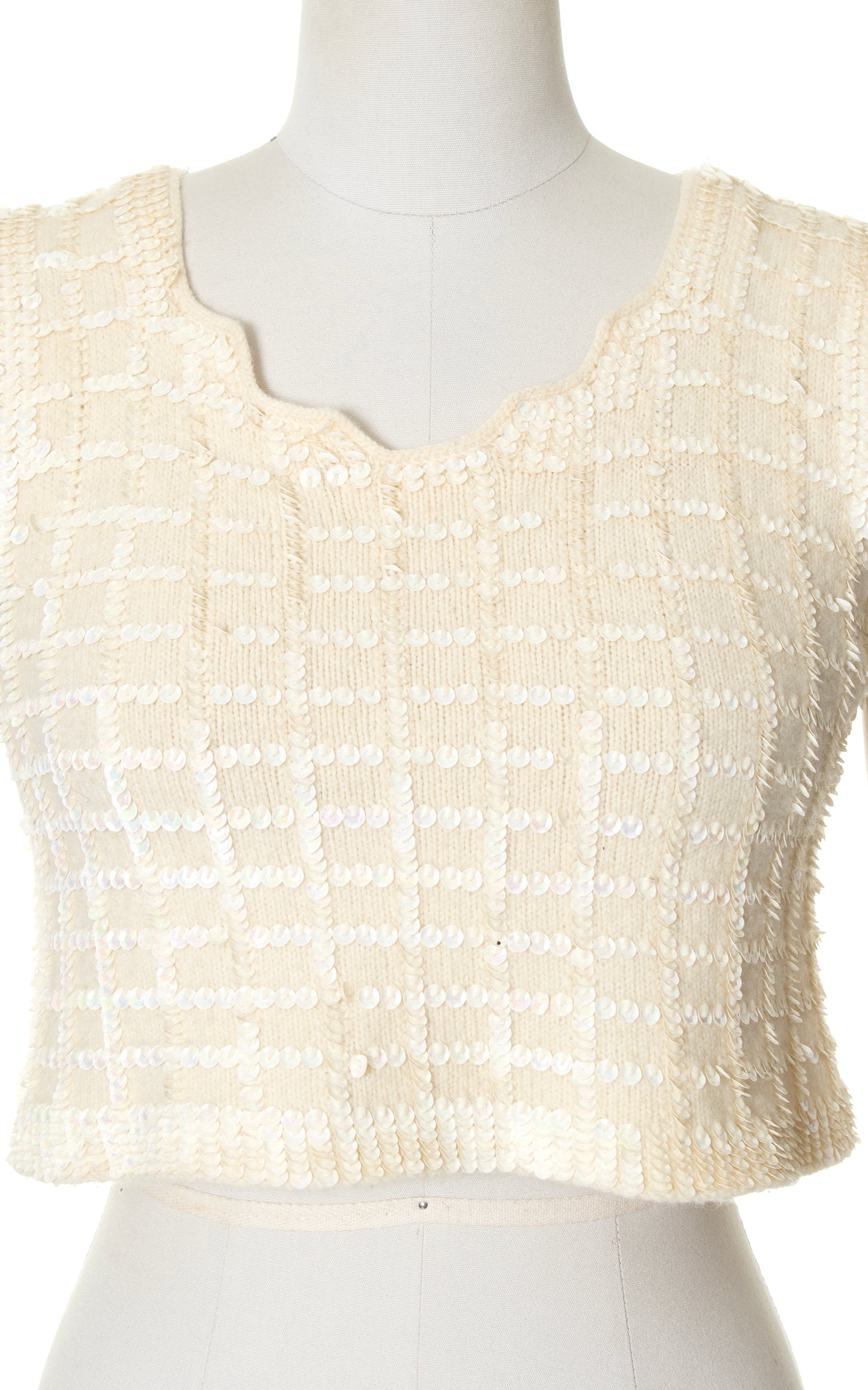 Vintage 60s 1960s Sequined Knit Wool Crop Top BirthdayLifeVintage